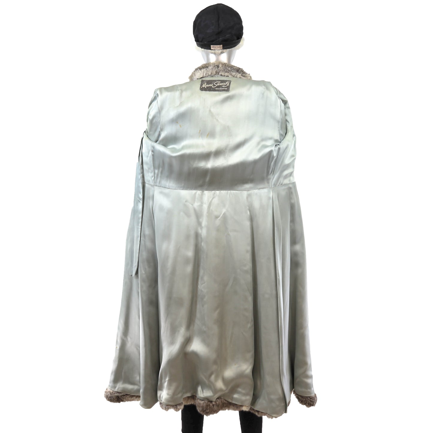 Grey Rabbit Coat with Matching Hat- Size S