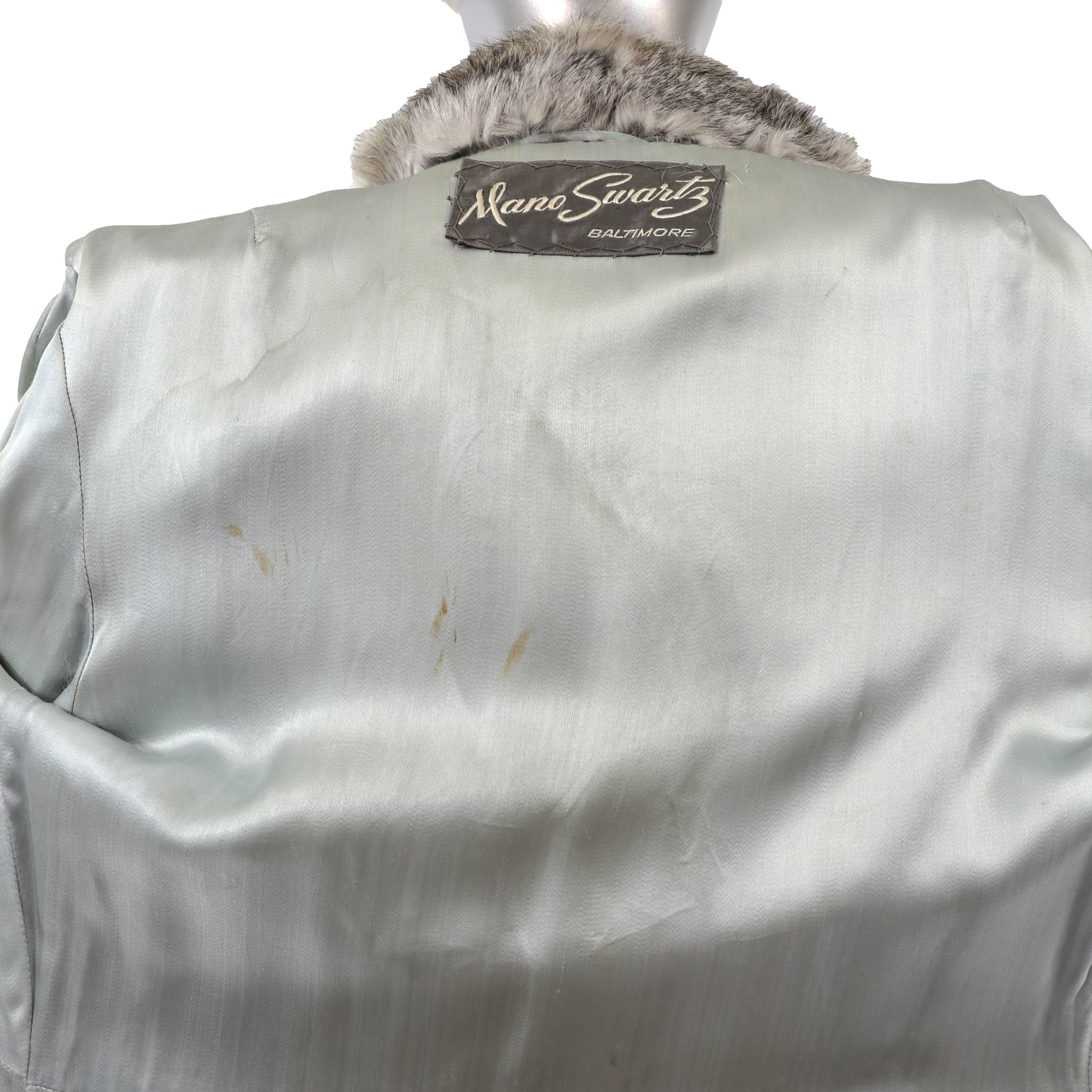 Grey Rabbit Coat with Matching Hat- Size S