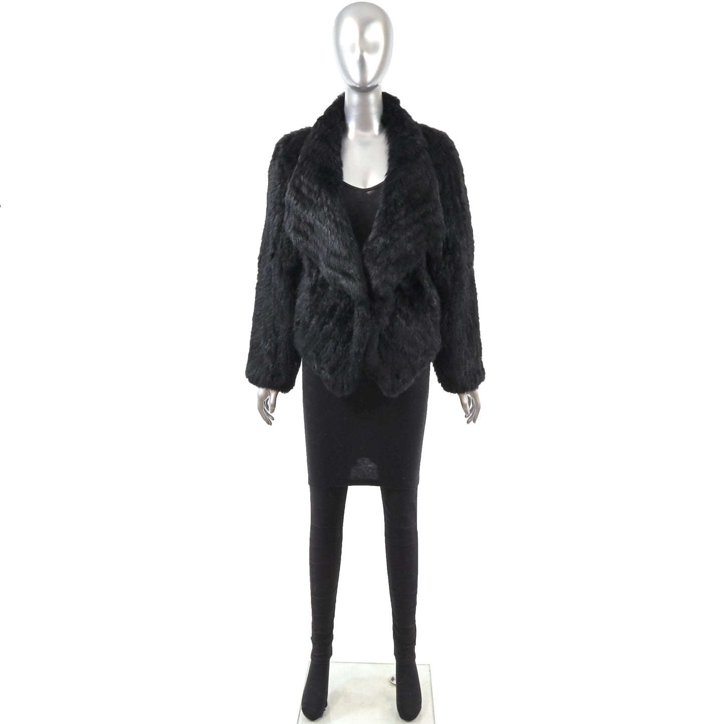 Black Knitted Rabbit Jacket- Size M-L