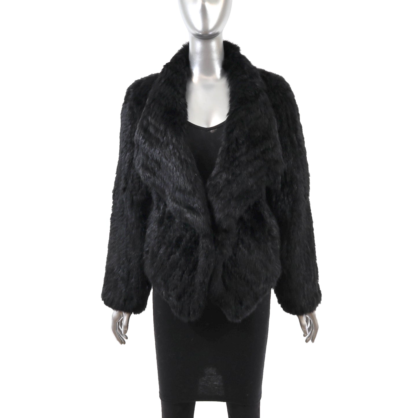 Black Knitted Rabbit Jacket- Size M-L