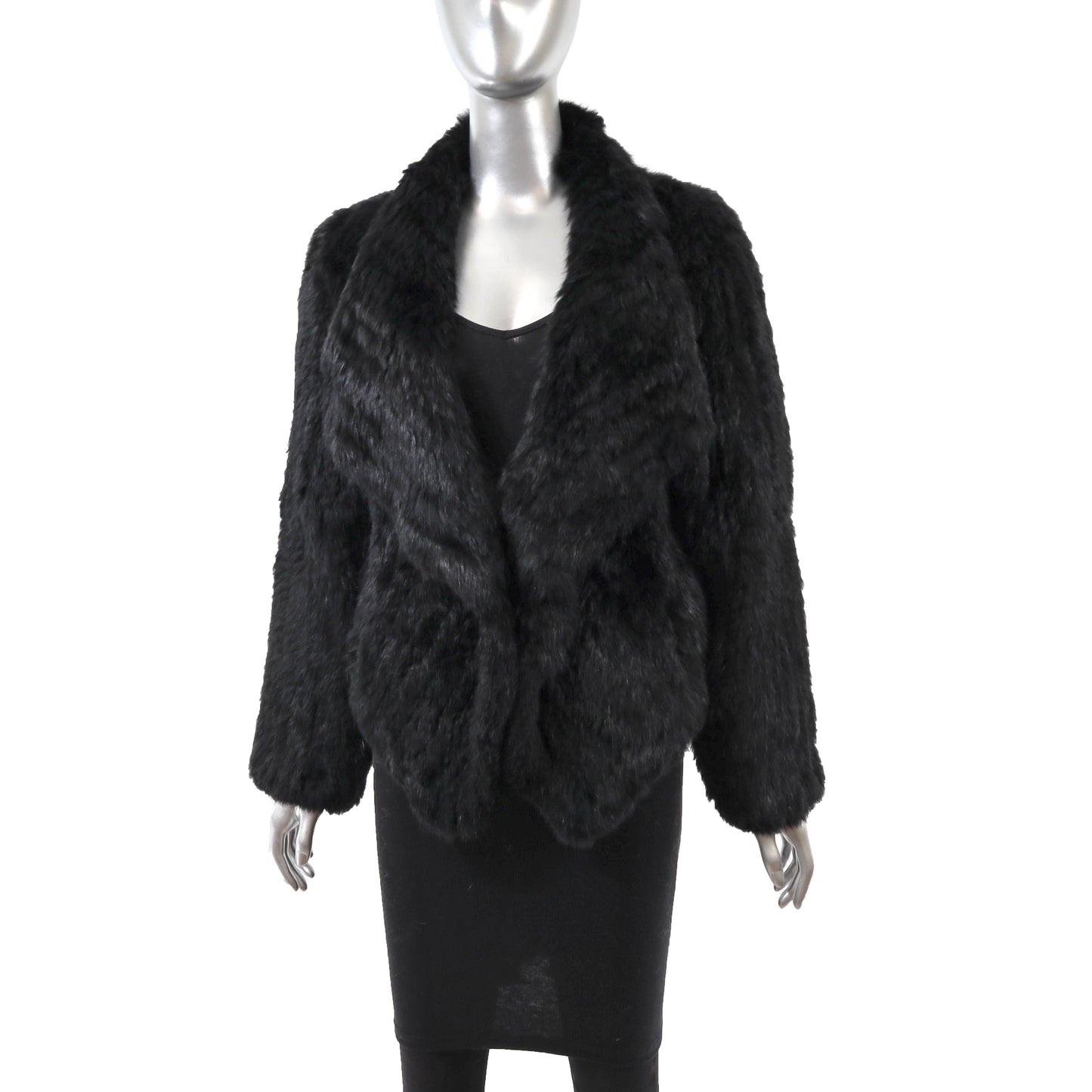 Black Knitted Rabbit Jacket- Size M-L