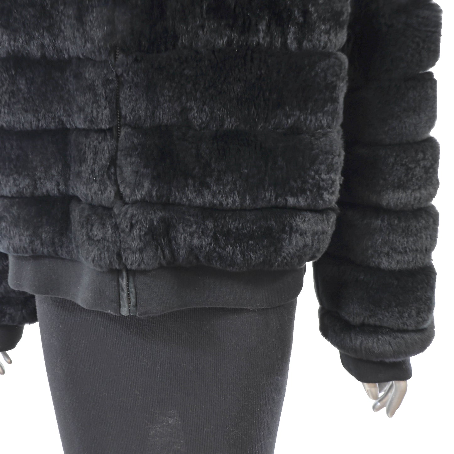 Black Hooded Rabbit Jacket- Size XL