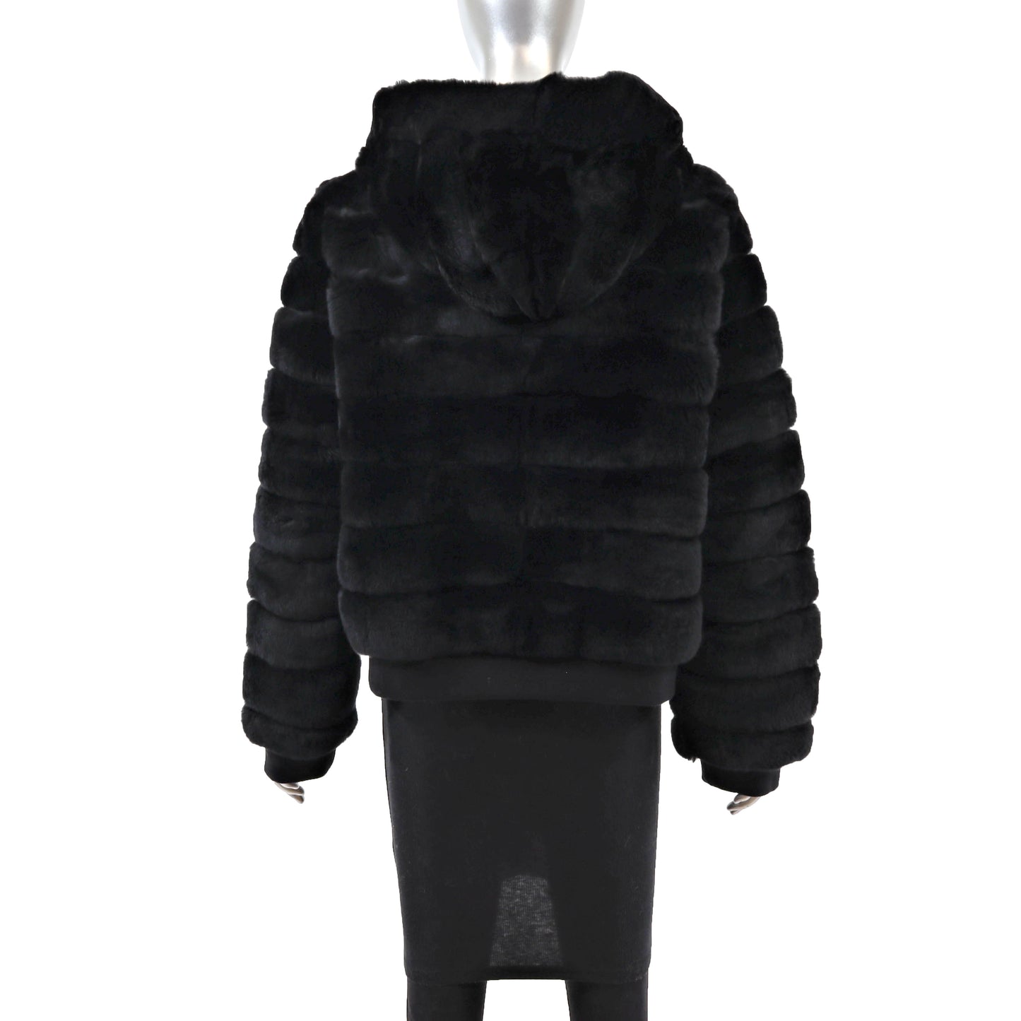Black Hooded Rabbit Jacket- Size XL