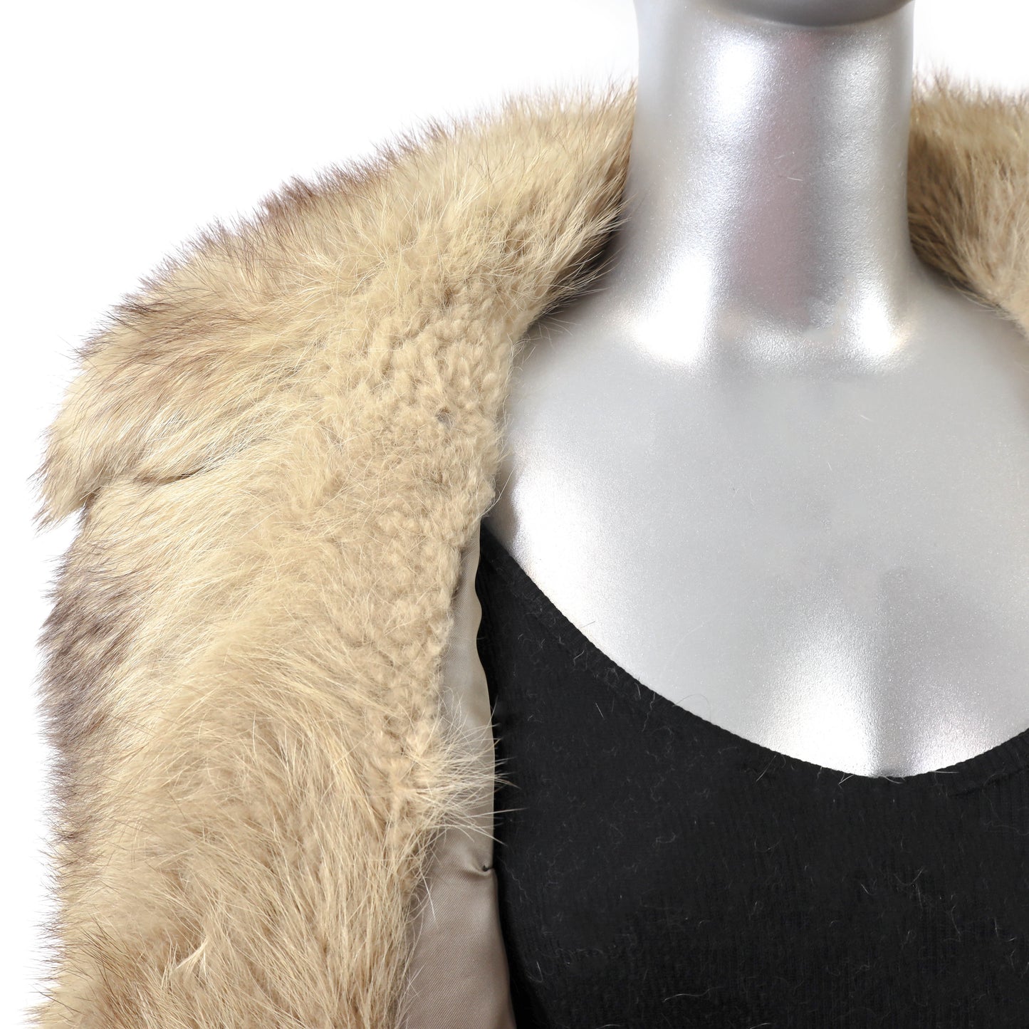 Light Brown Section Raccoon Coat- Size S