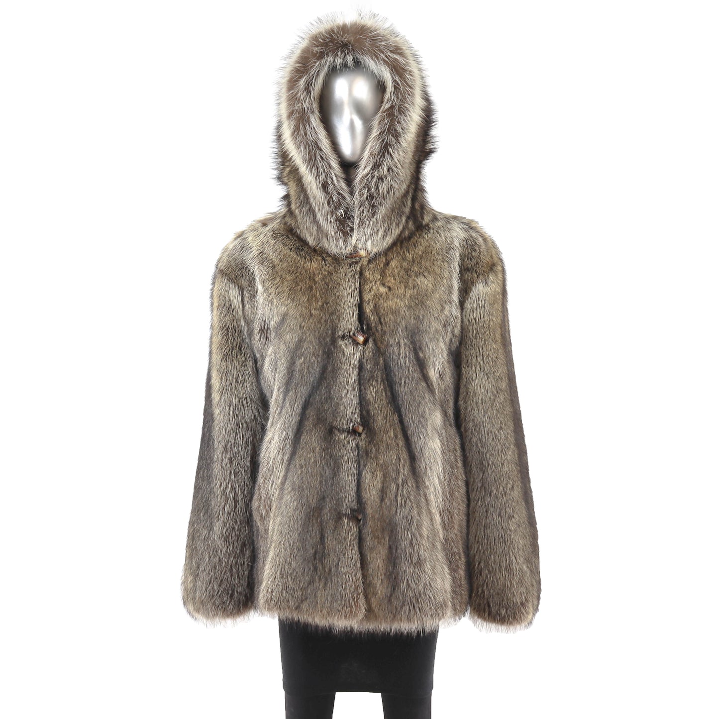 Men's Hooded Raccoon Jacket- Size XL