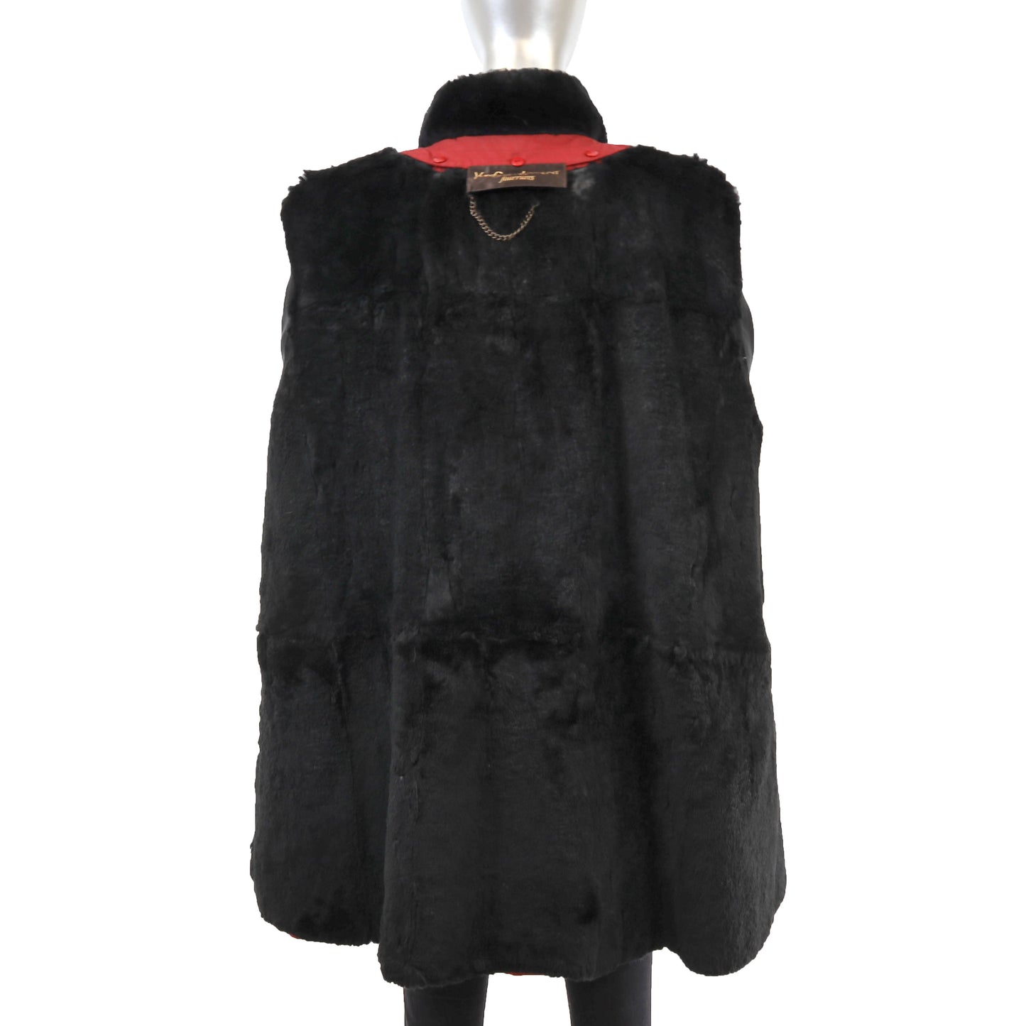 Yves Saint Laurent Red Rain Coat with Removable Sheared Beaver Lining- Size XL