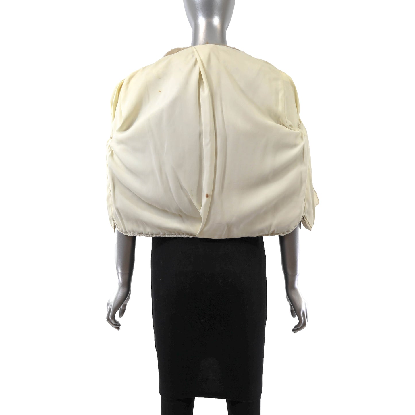 Beige Ribbon Jacket with Mink Trim- Size S