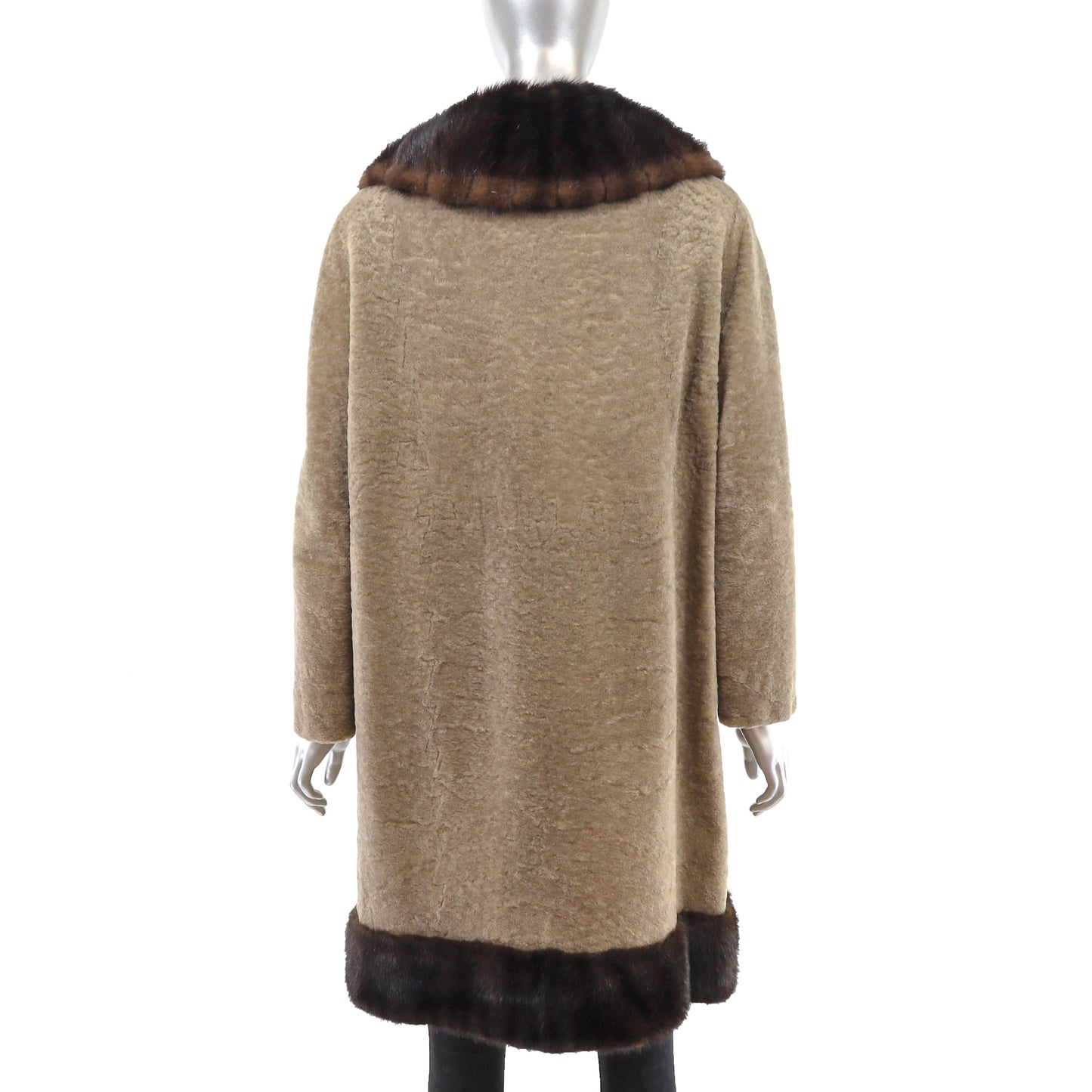 Shearling Coat with Mink Trim- Size L