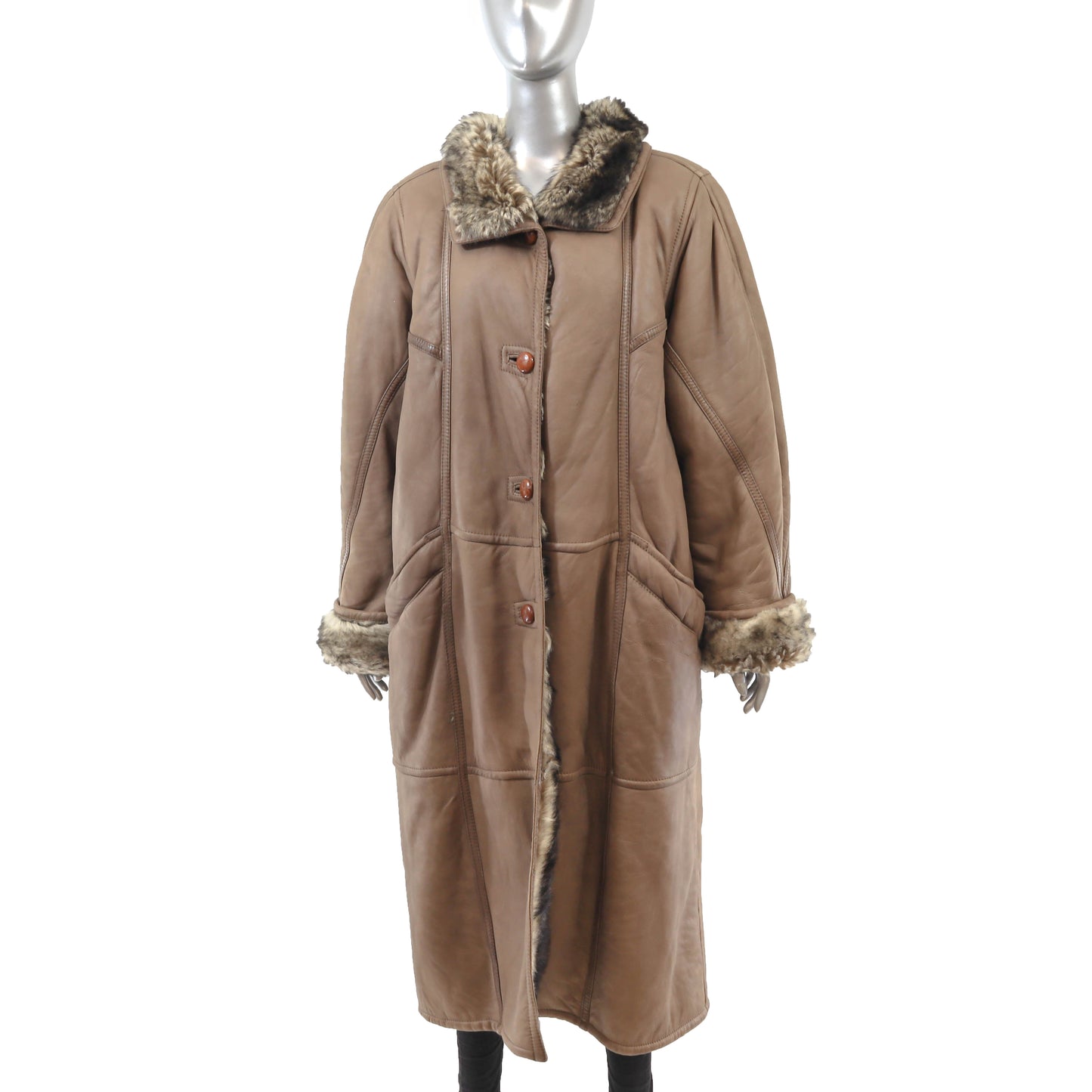 Brown Shearling Coat- Size XL