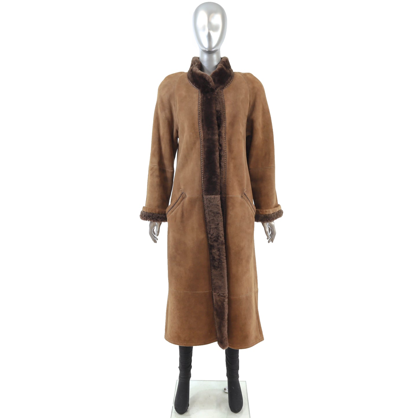 Camel Shearling Coat- Size M