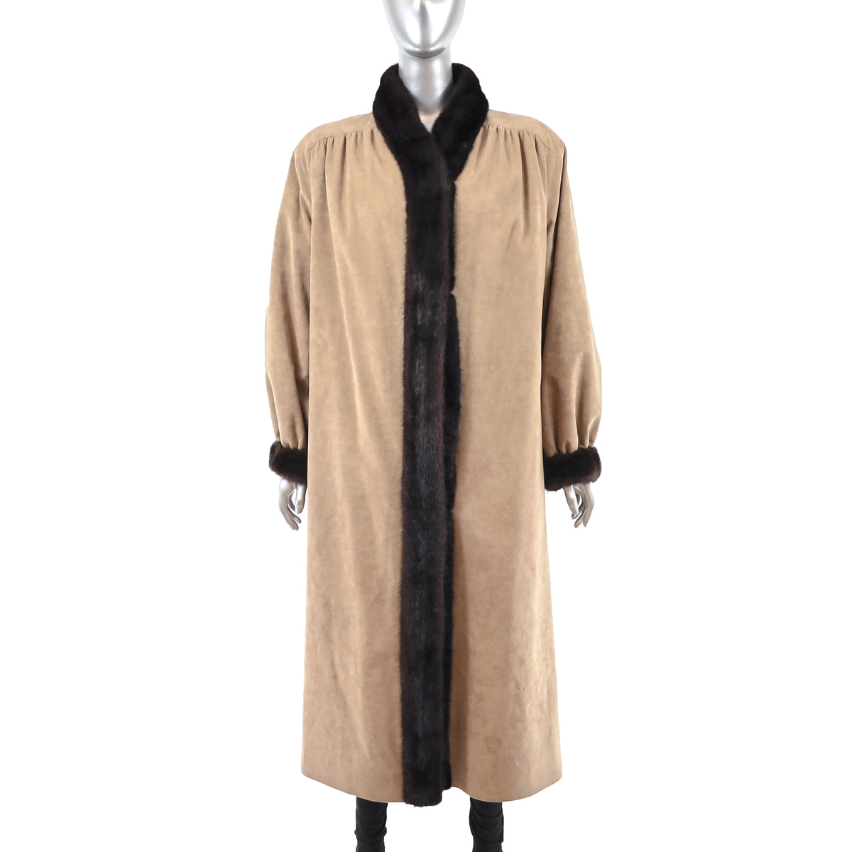 Suede Coat with Mink Lining- Size L