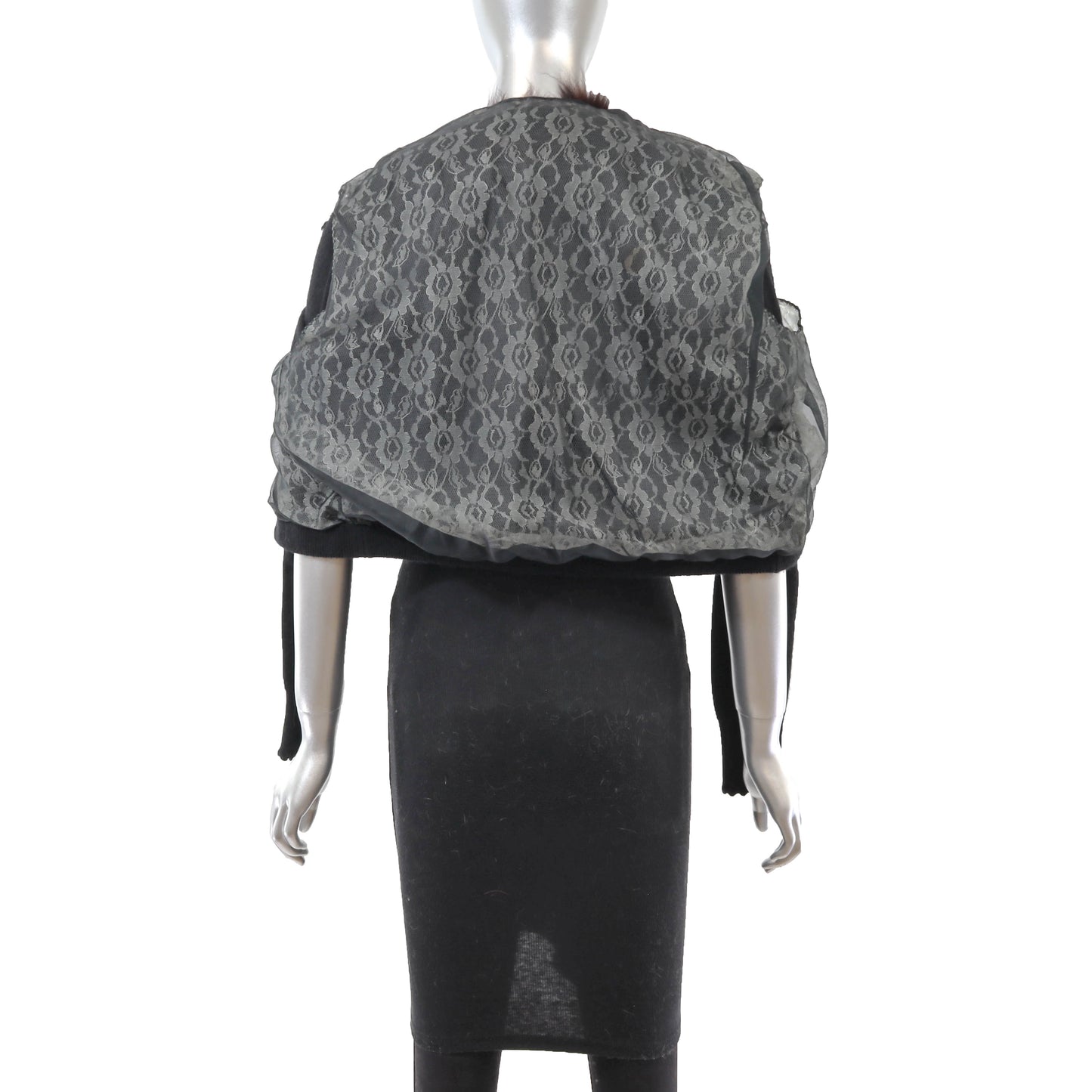 Black Sweater with Detachable Fox Collar- Size S