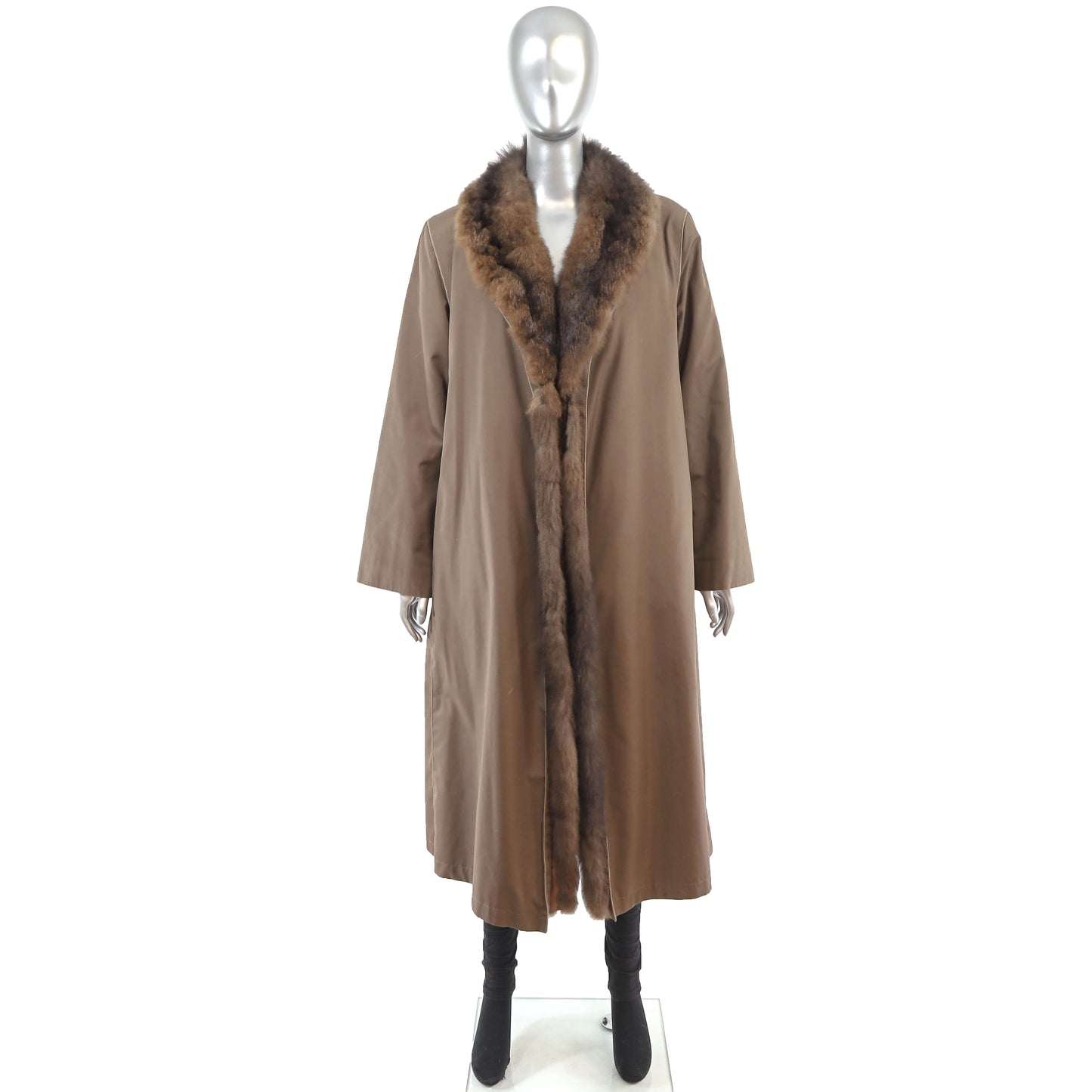 Taffeta Coat with Removable Opossum Lining- Size L