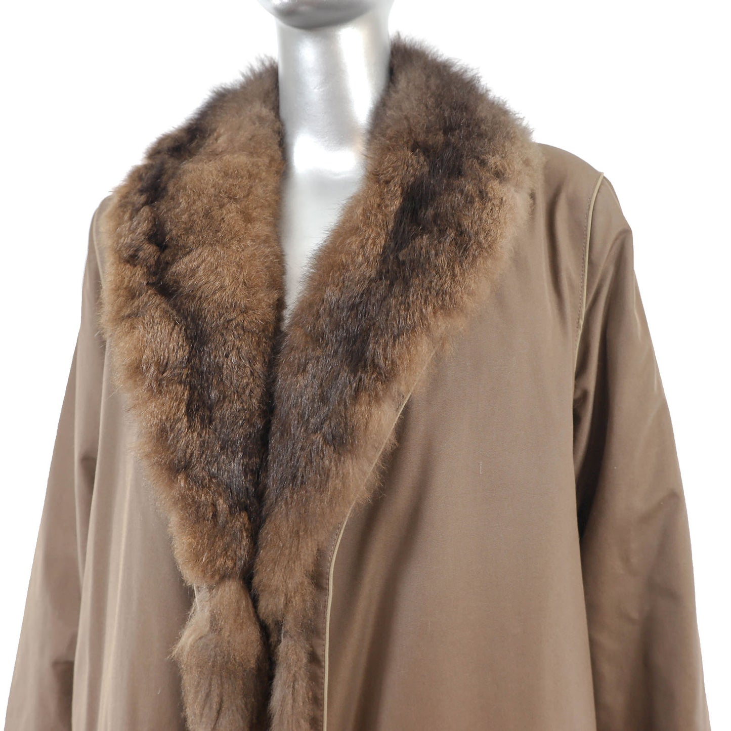 Taffeta Coat with Removable Opossum Lining- Size L