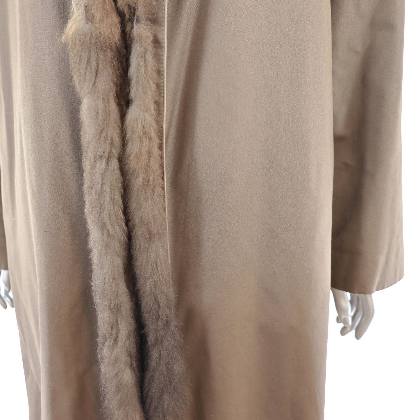 Taffeta Coat with Removable Opossum Lining- Size L