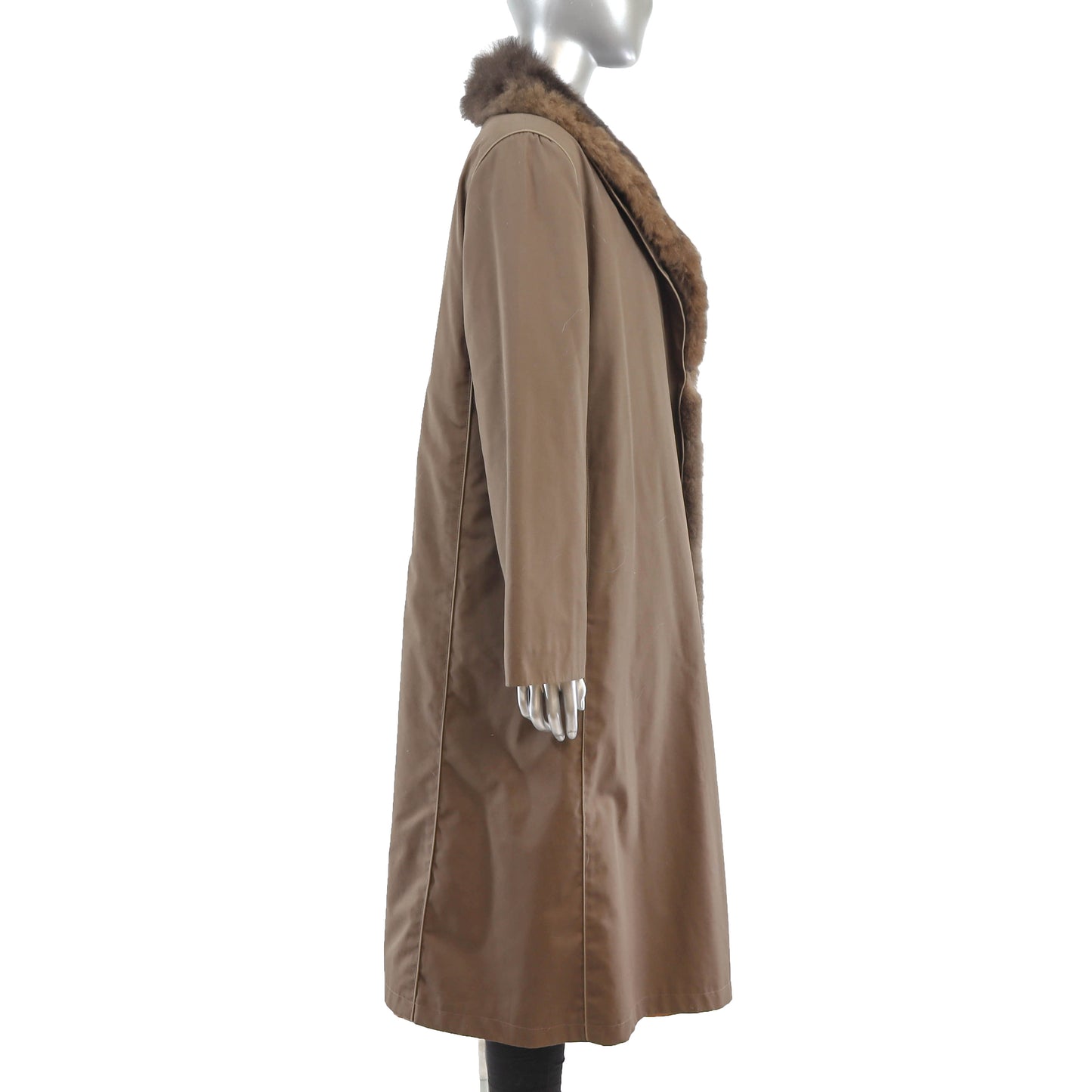 Taffeta Coat with Removable Opossum Lining- Size L