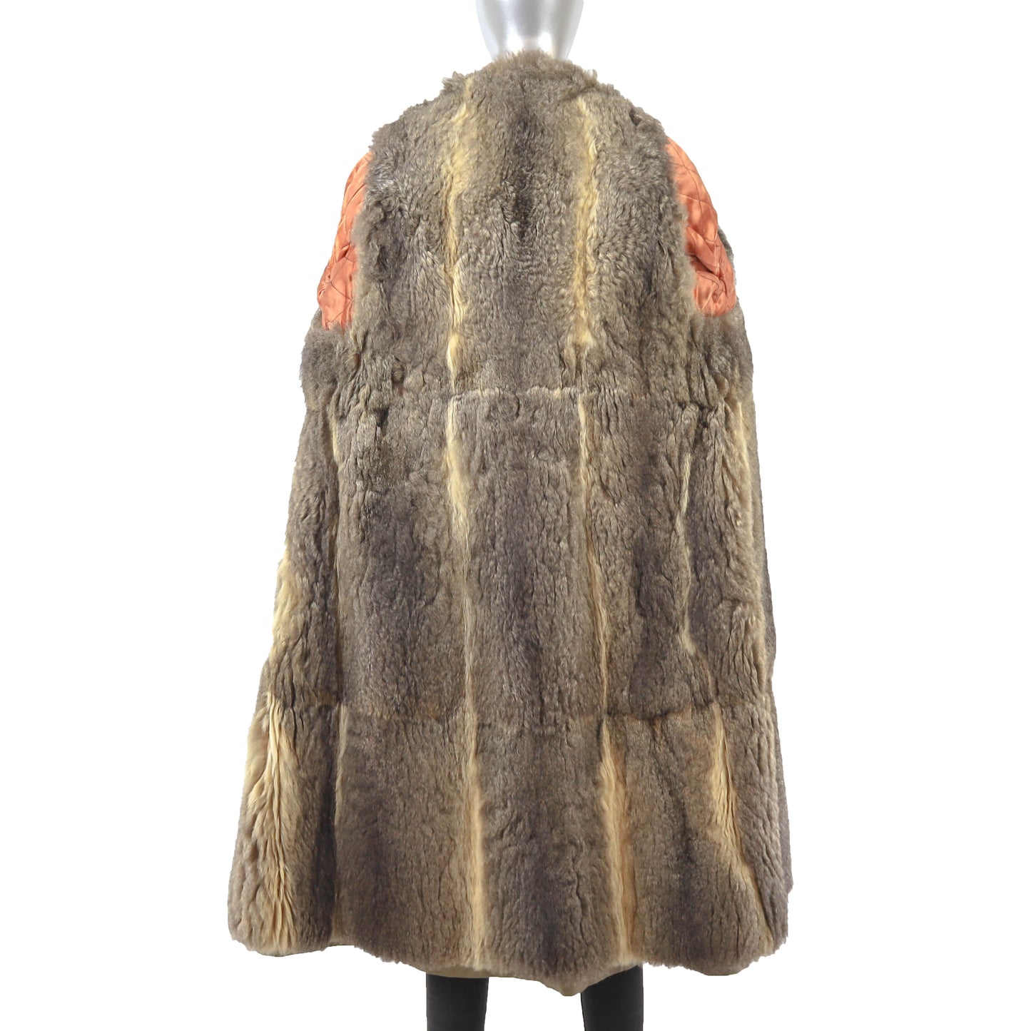Taffeta Hooded Coat with Opossum Lining- Size S