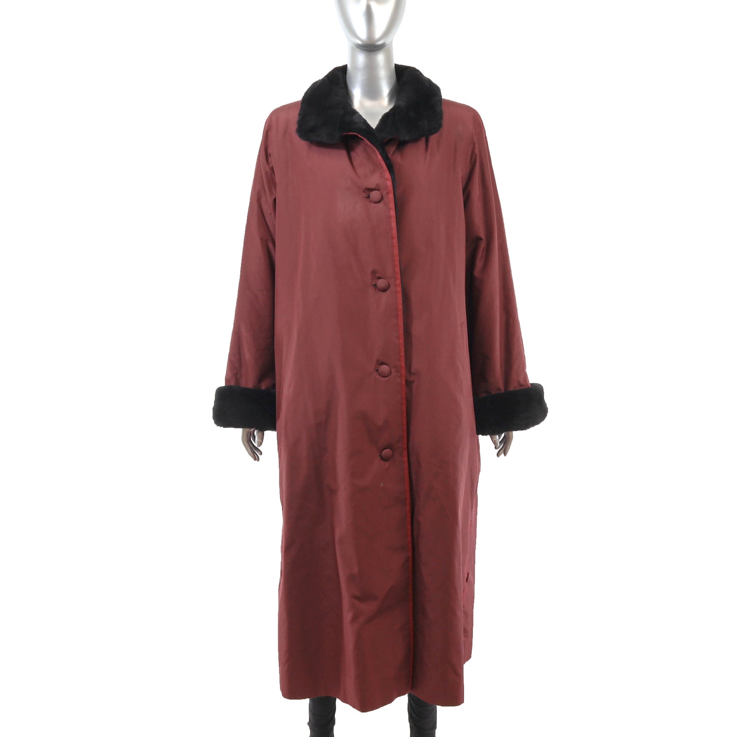 Valentino Burgundy Coat with Sheared Nutria Lining- Size XL