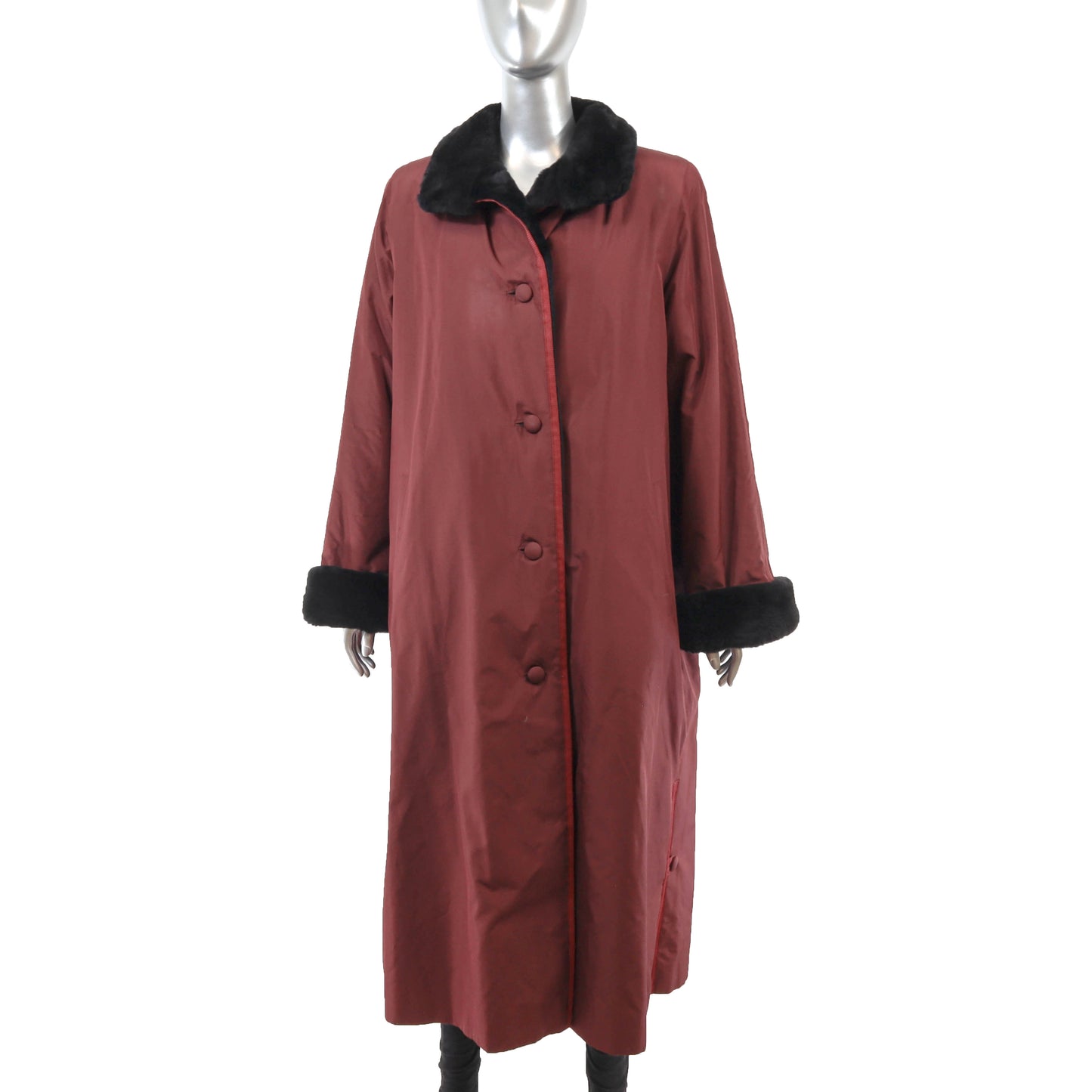 Valentino Burgundy Coat with Sheared Nutria Lining- Size XL