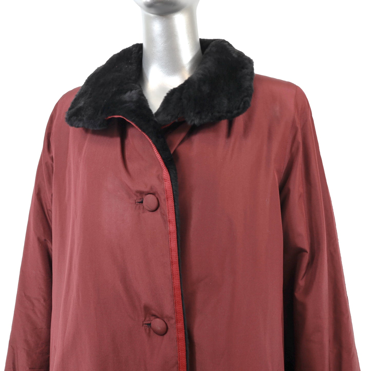Valentino Burgundy Coat with Sheared Nutria Lining- Size XL