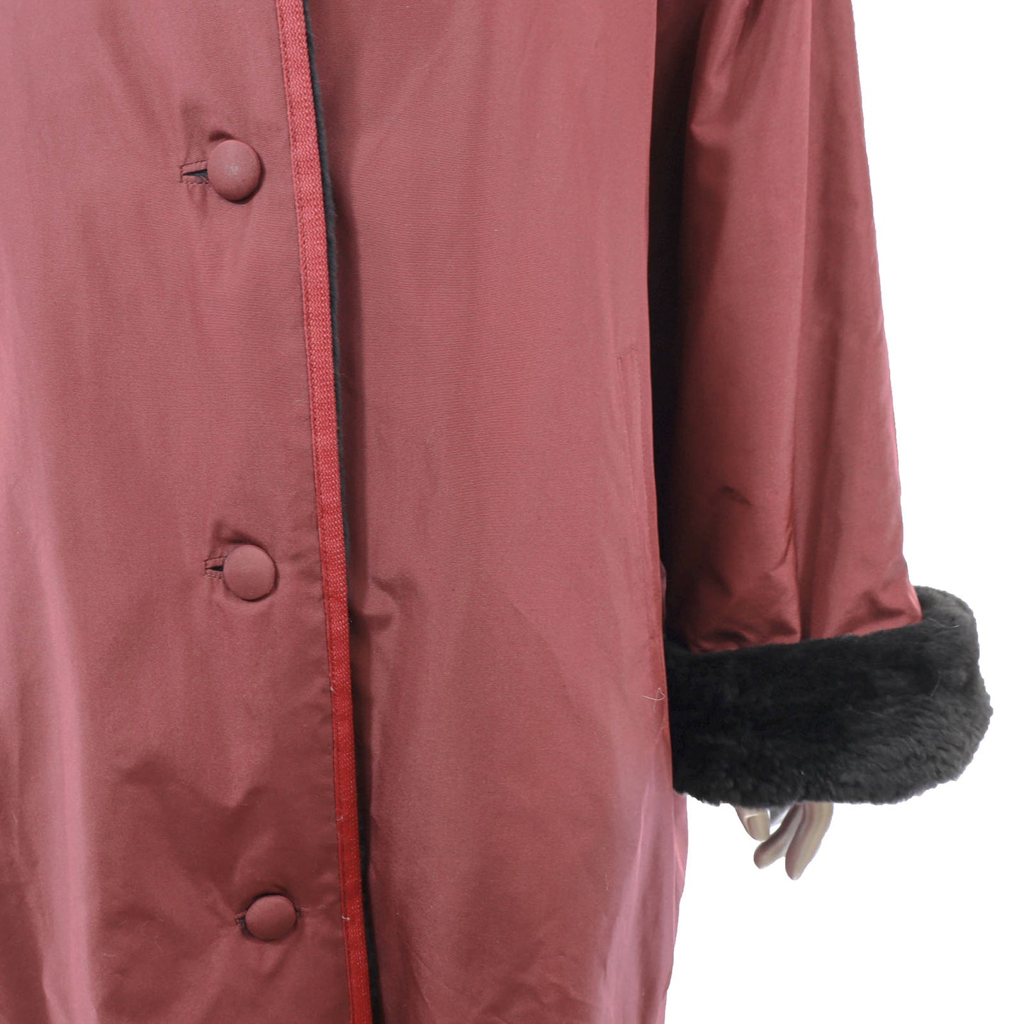 Valentino Burgundy Coat with Sheared Nutria Lining- Size XL
