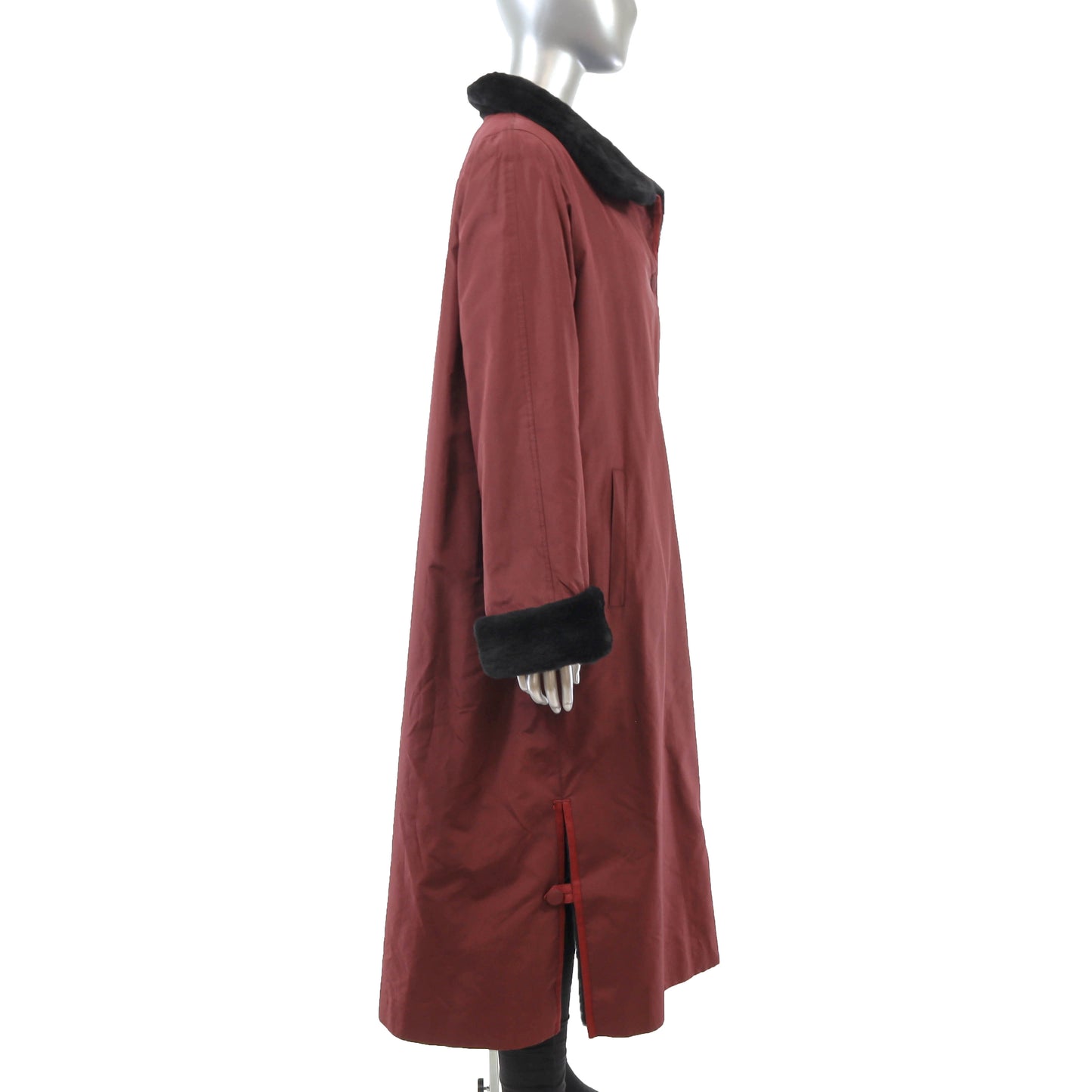 Valentino Burgundy Coat with Sheared Nutria Lining- Size XL
