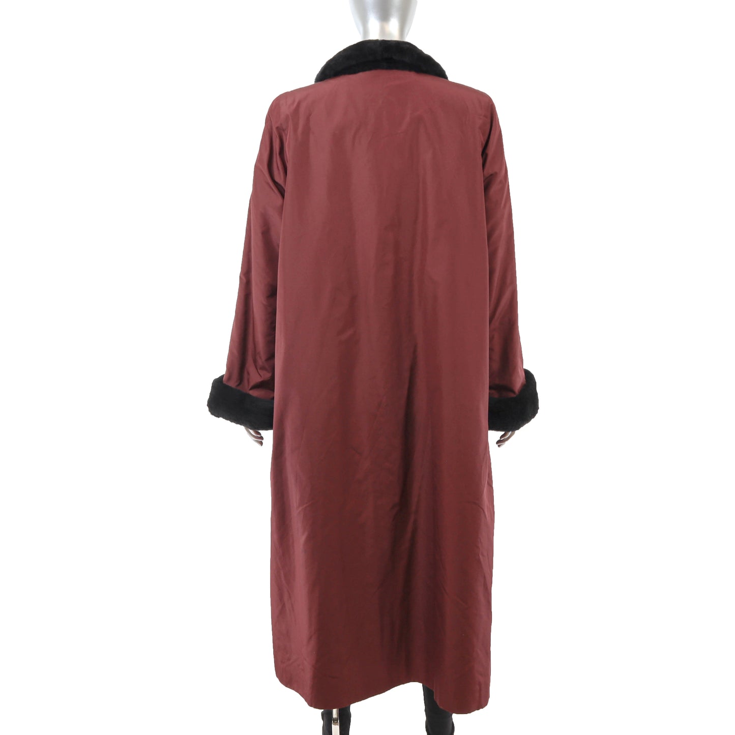 Valentino Burgundy Coat with Sheared Nutria Lining- Size XL