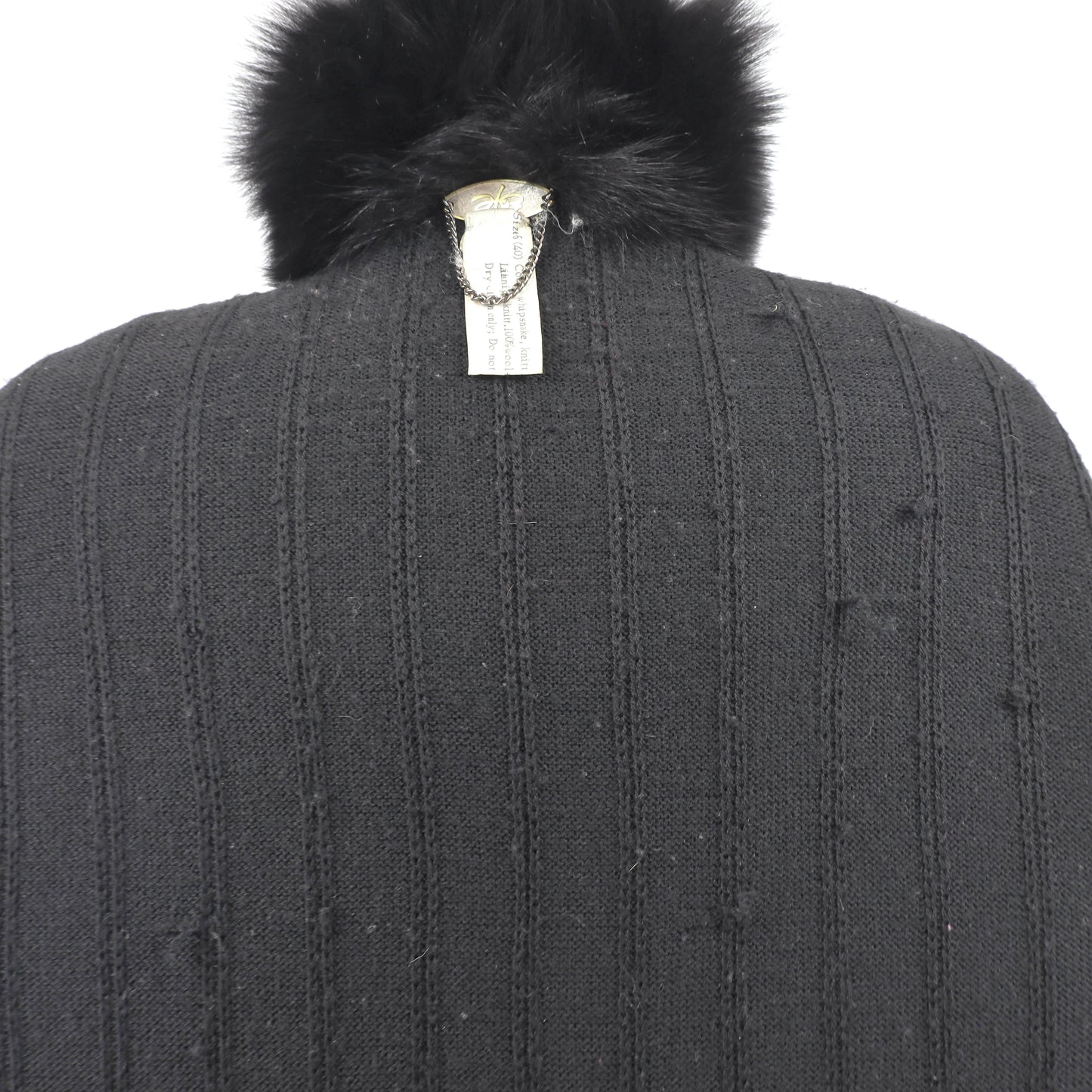 Knitted Wool Coat with Fox Trim- Size M