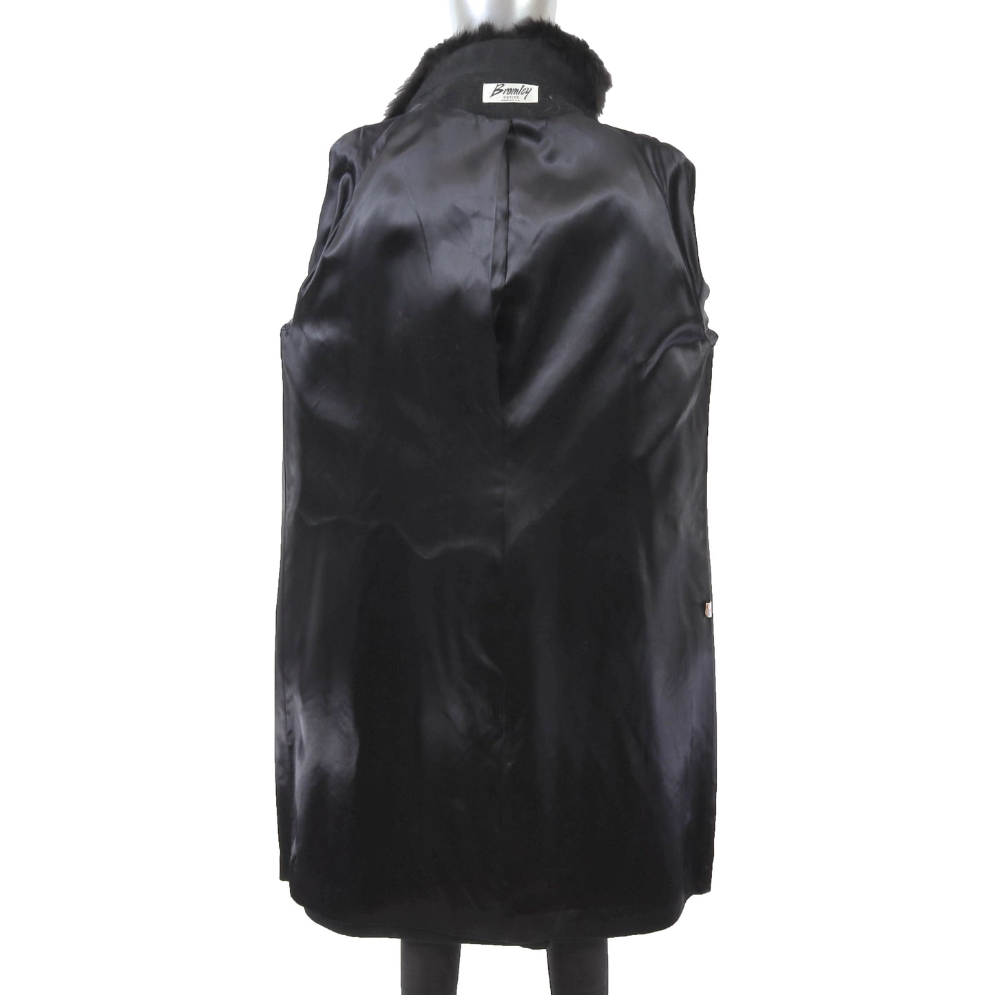 Black Wool Coat with Fox Collar- Size M