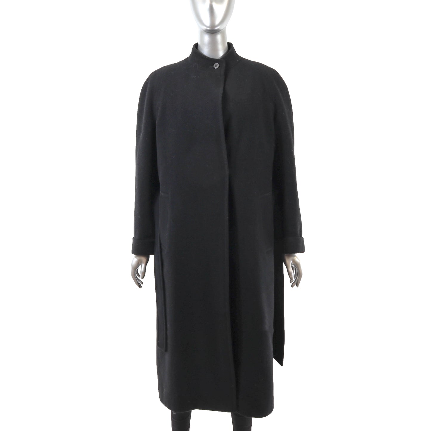 Burberrys Black Wool Coat with Detachable Mink Lining- Size M