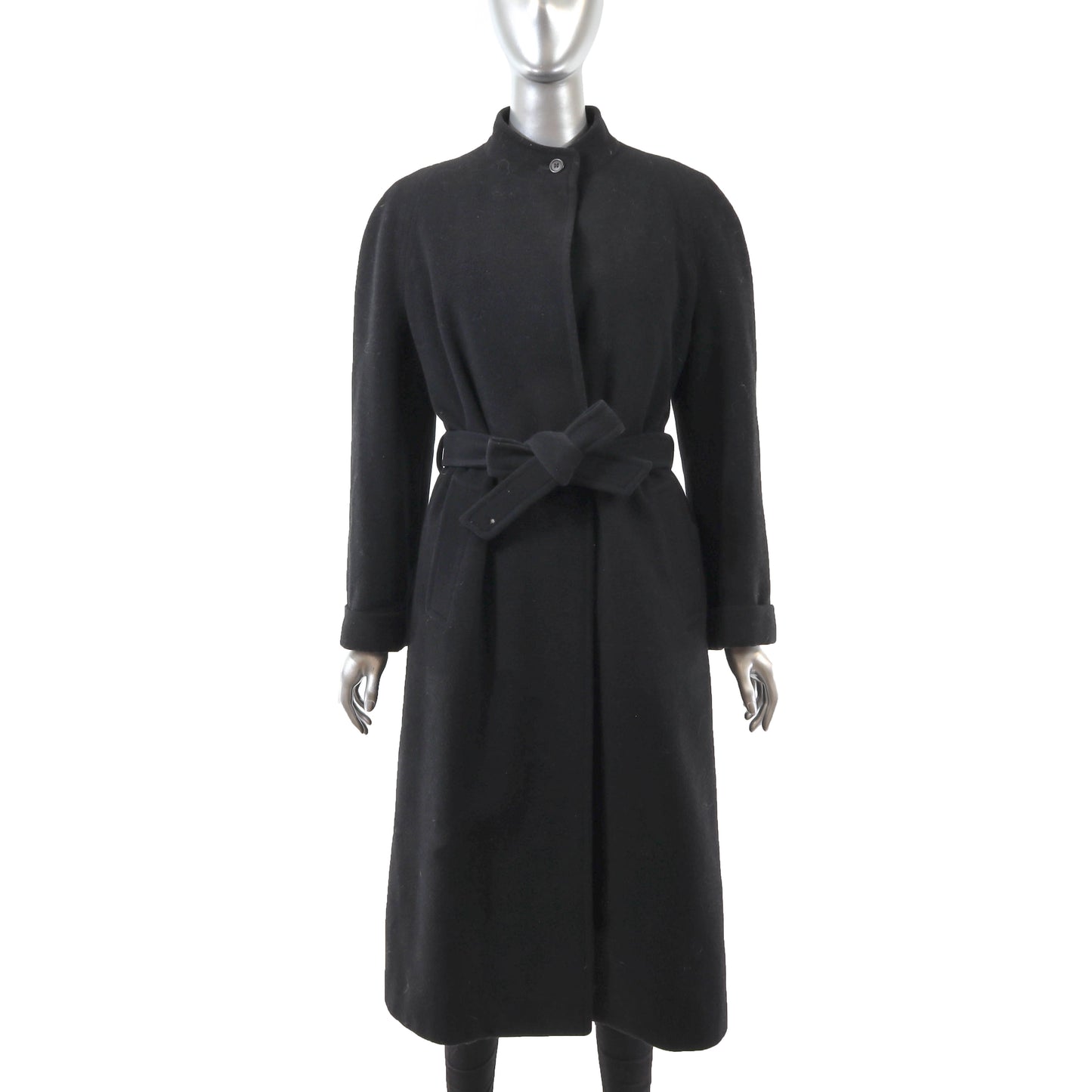Burberrys Black Wool Coat with Detachable Mink Lining- Size M