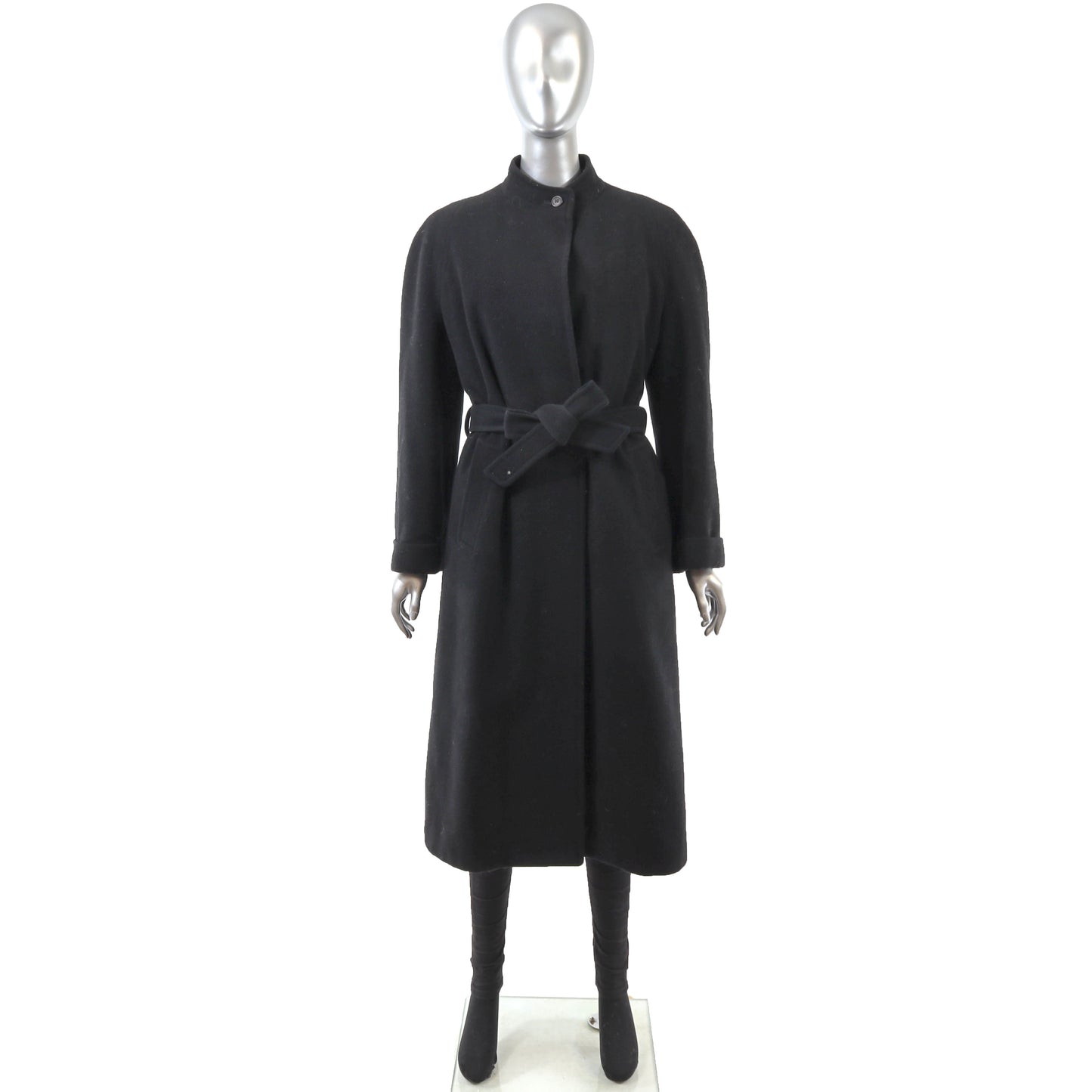 Burberrys Black Wool Coat with Detachable Mink Lining- Size M