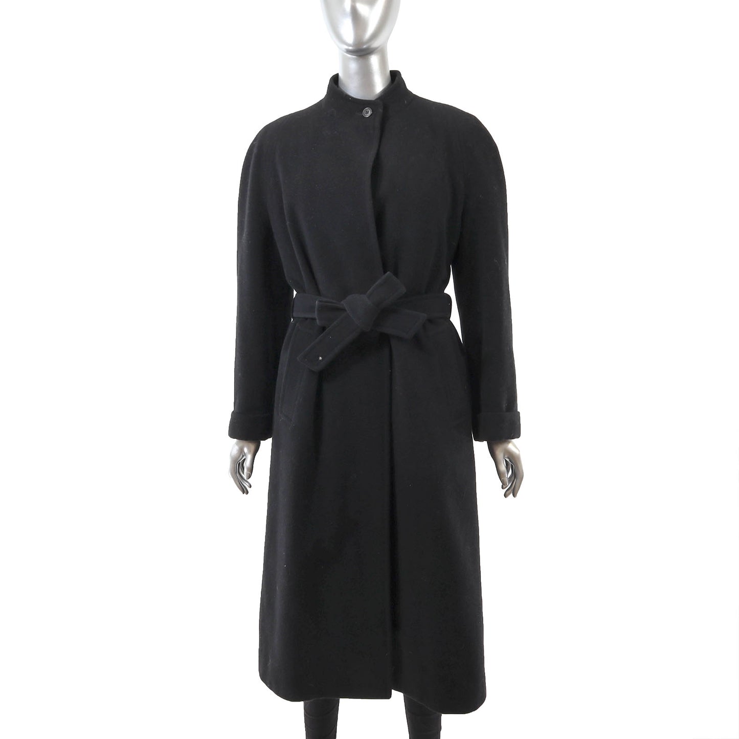 Burberrys Black Wool Coat with Detachable Mink Lining- Size M