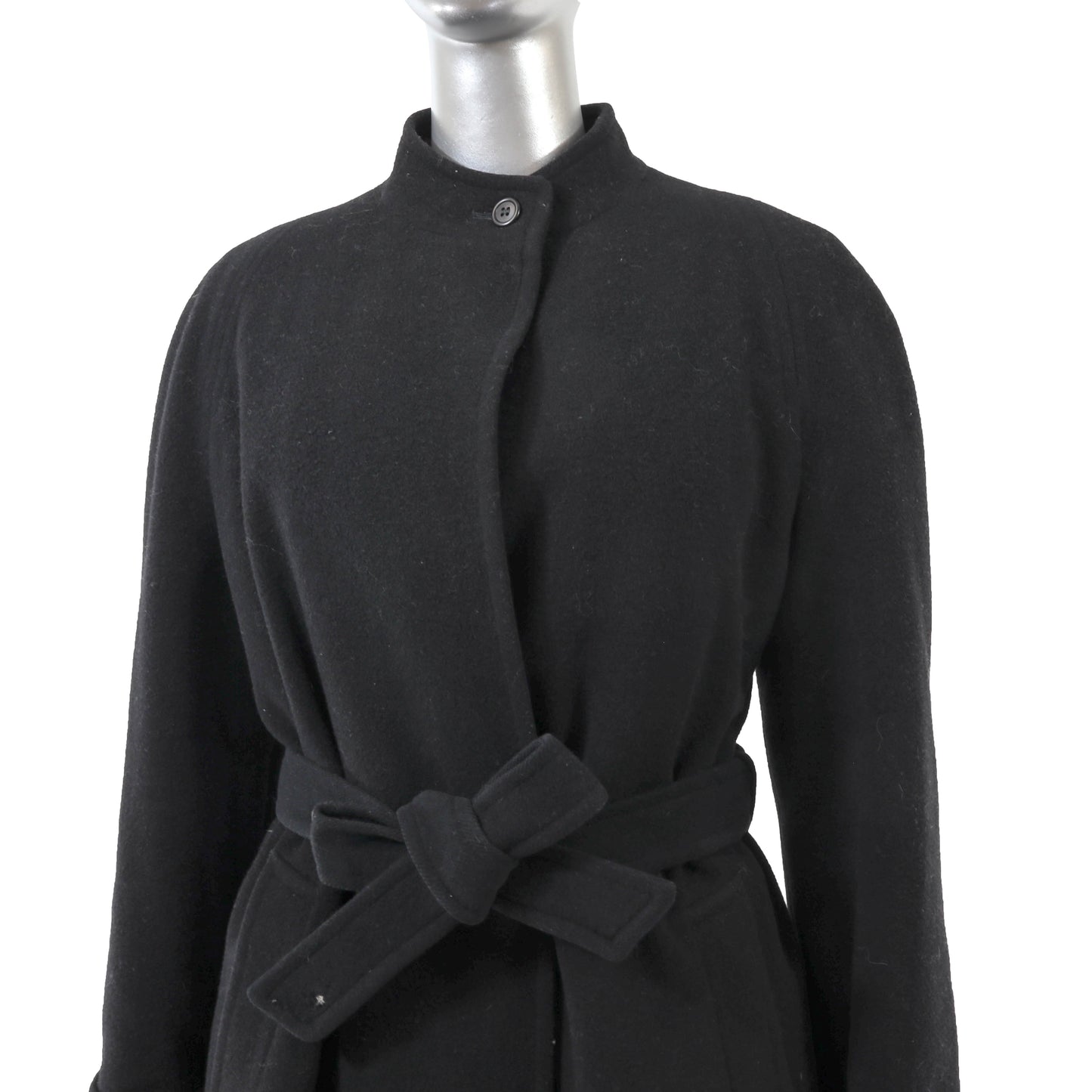 Burberrys Black Wool Coat with Detachable Mink Lining- Size M