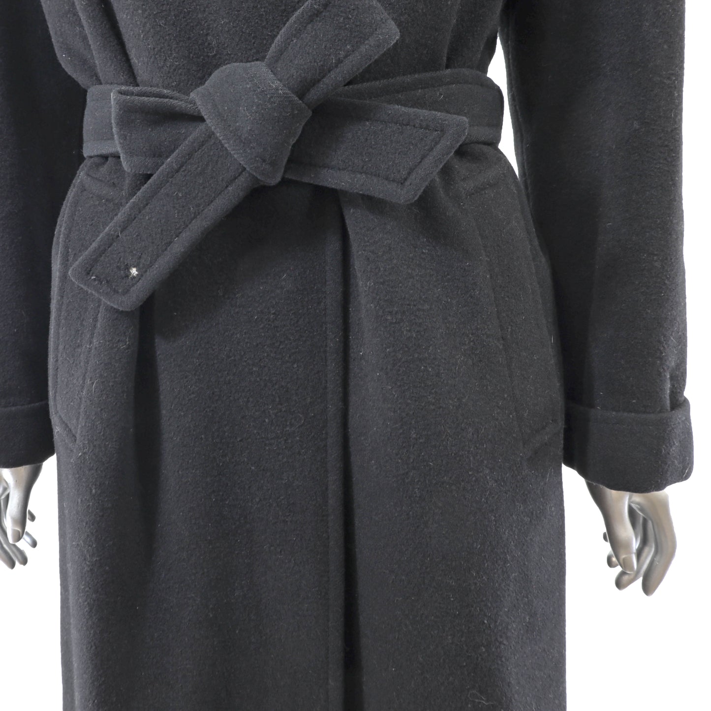 Burberrys Black Wool Coat with Detachable Mink Lining- Size M