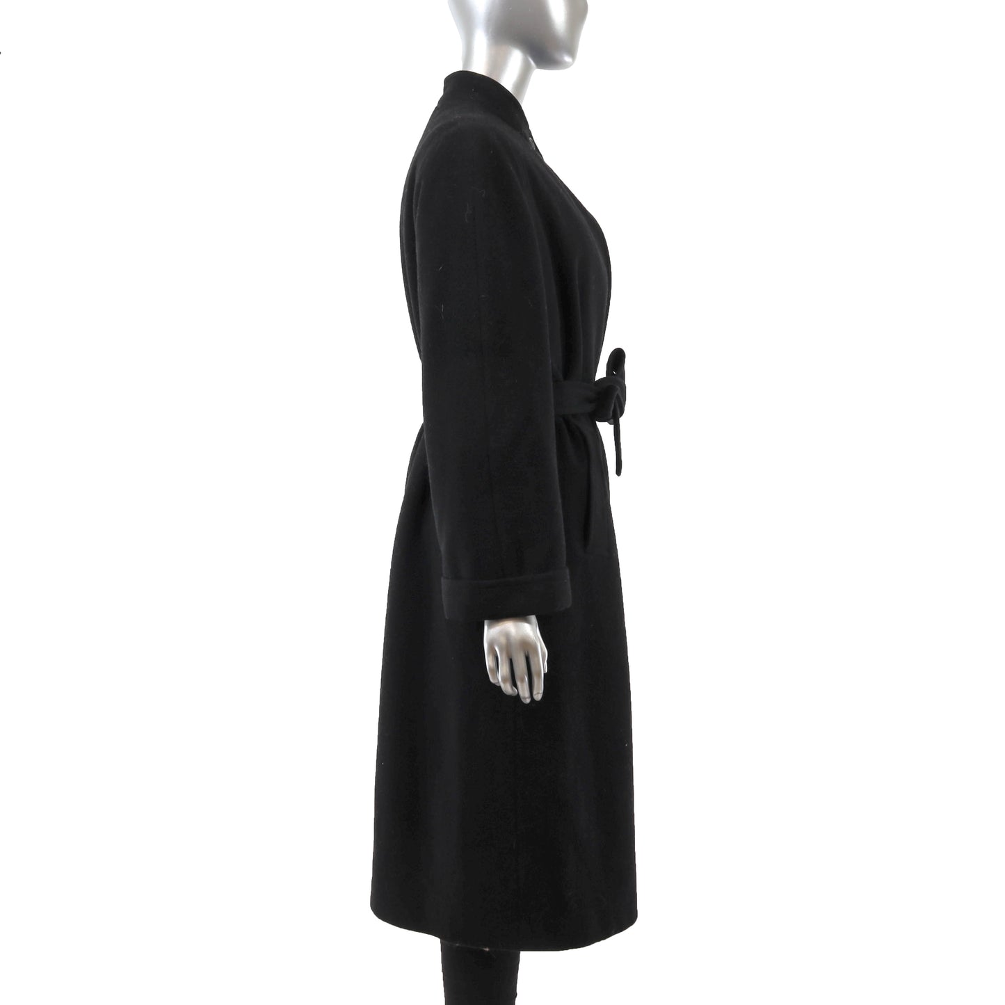 Burberrys Black Wool Coat with Detachable Mink Lining- Size M