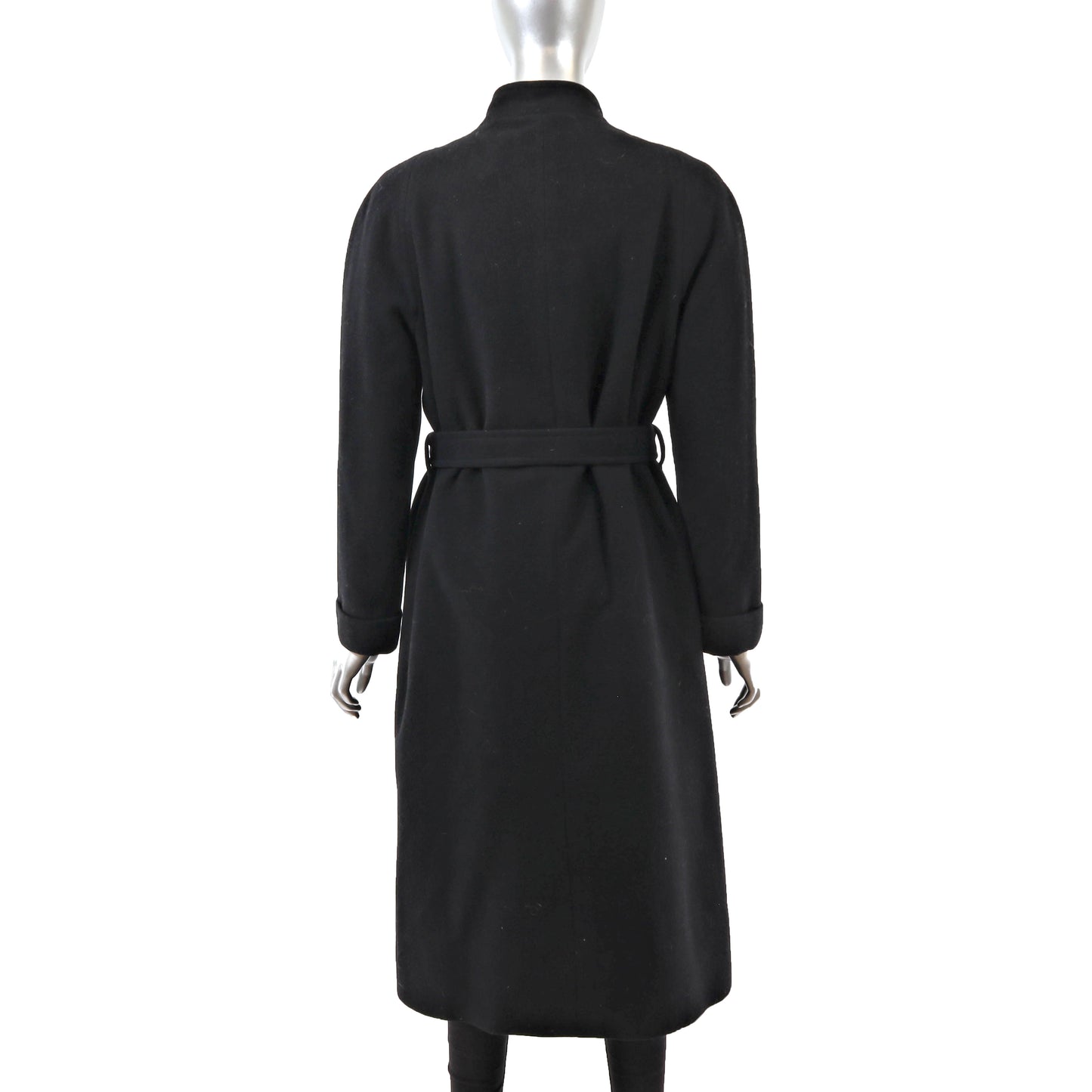 Burberrys Black Wool Coat with Detachable Mink Lining- Size M