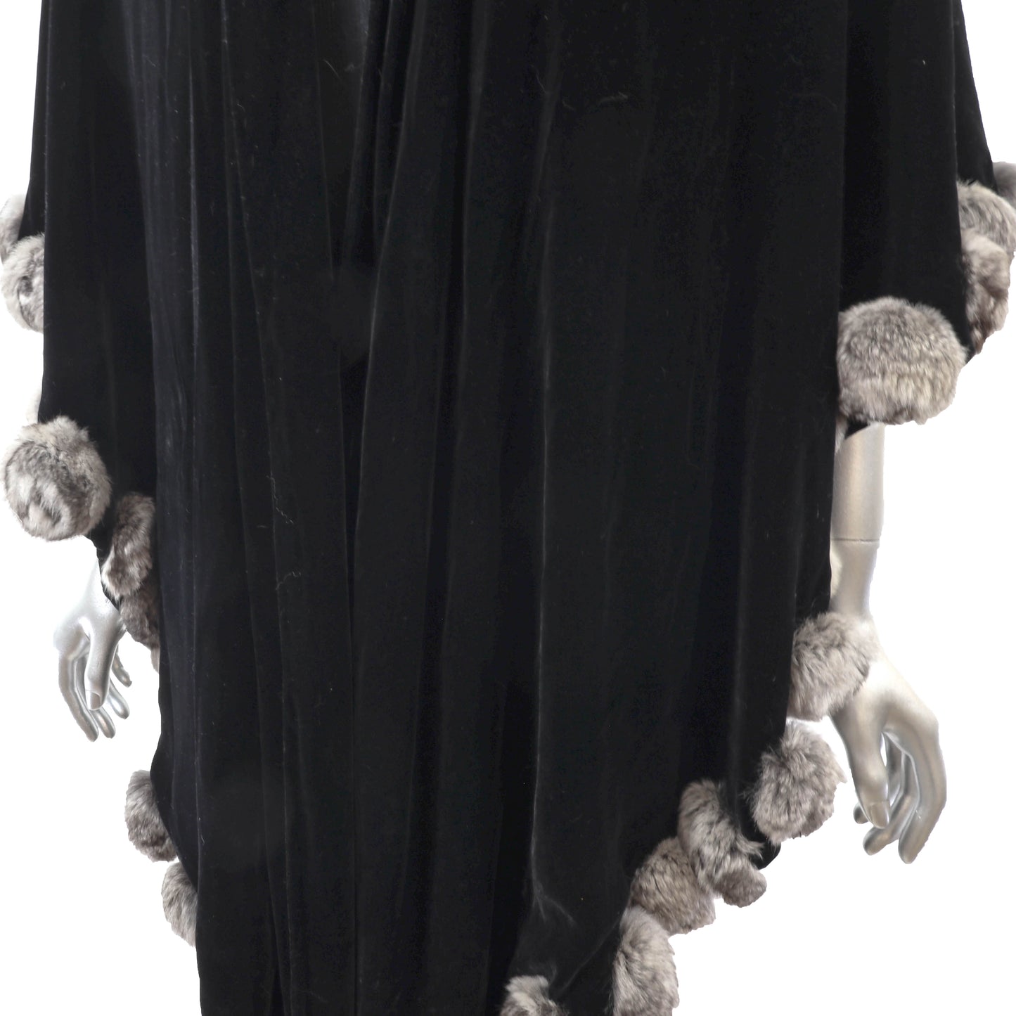 Black Velvet Wrap with Rex Rabbit Rosettes- Size Free