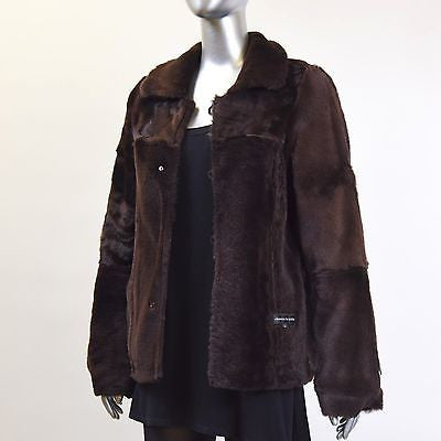 Dark Brown Lamb Shearling Fur Jacket - Size S
