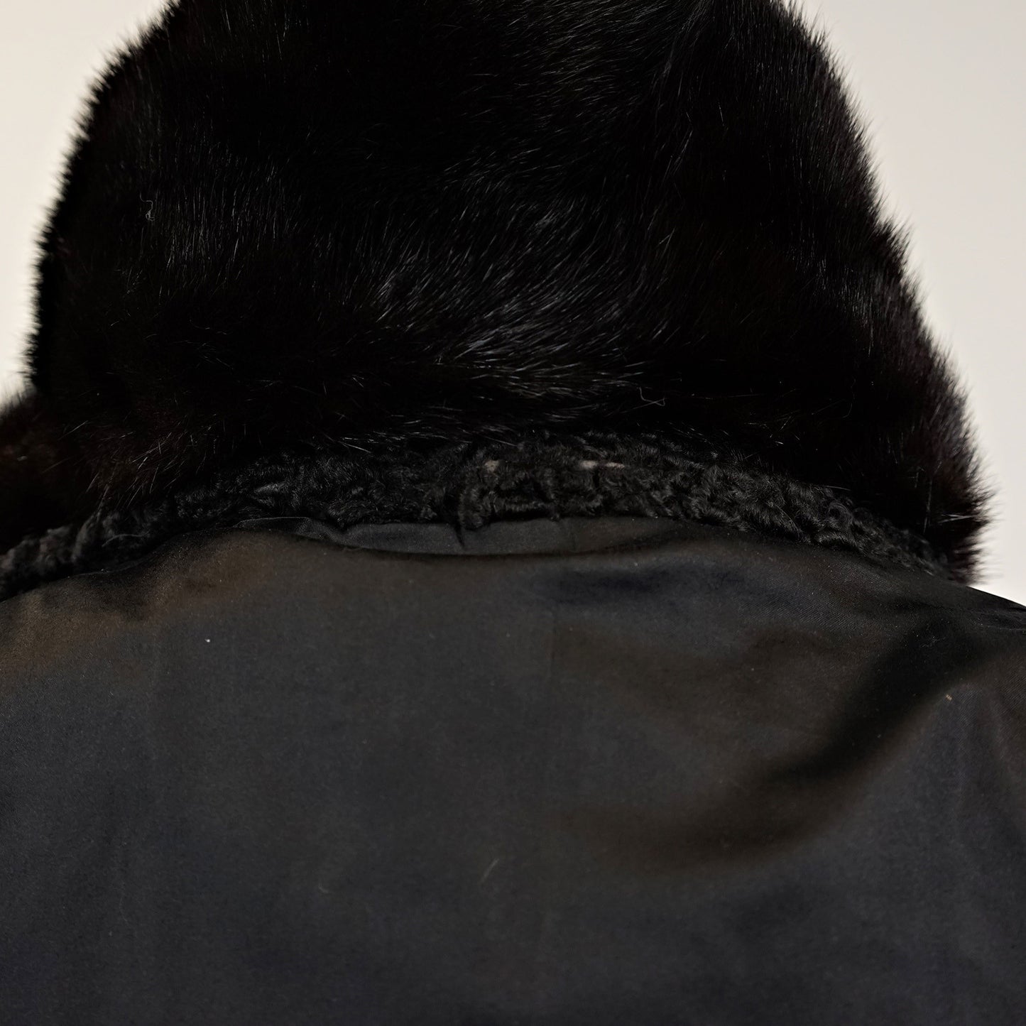 Persian Lamb Fur Jacket With Mink Fur Collar - Size S