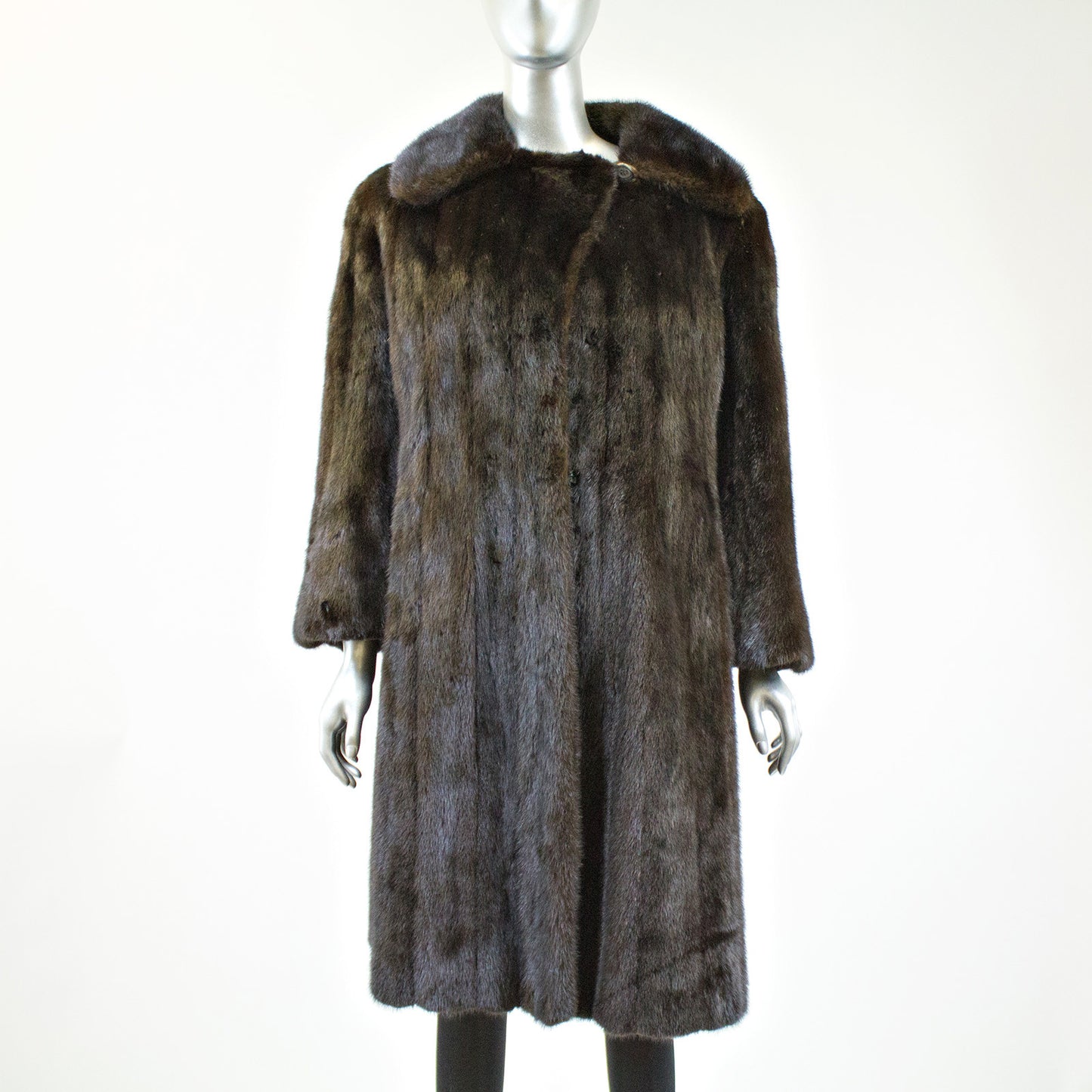 Black Mink Fur Coat - Size S