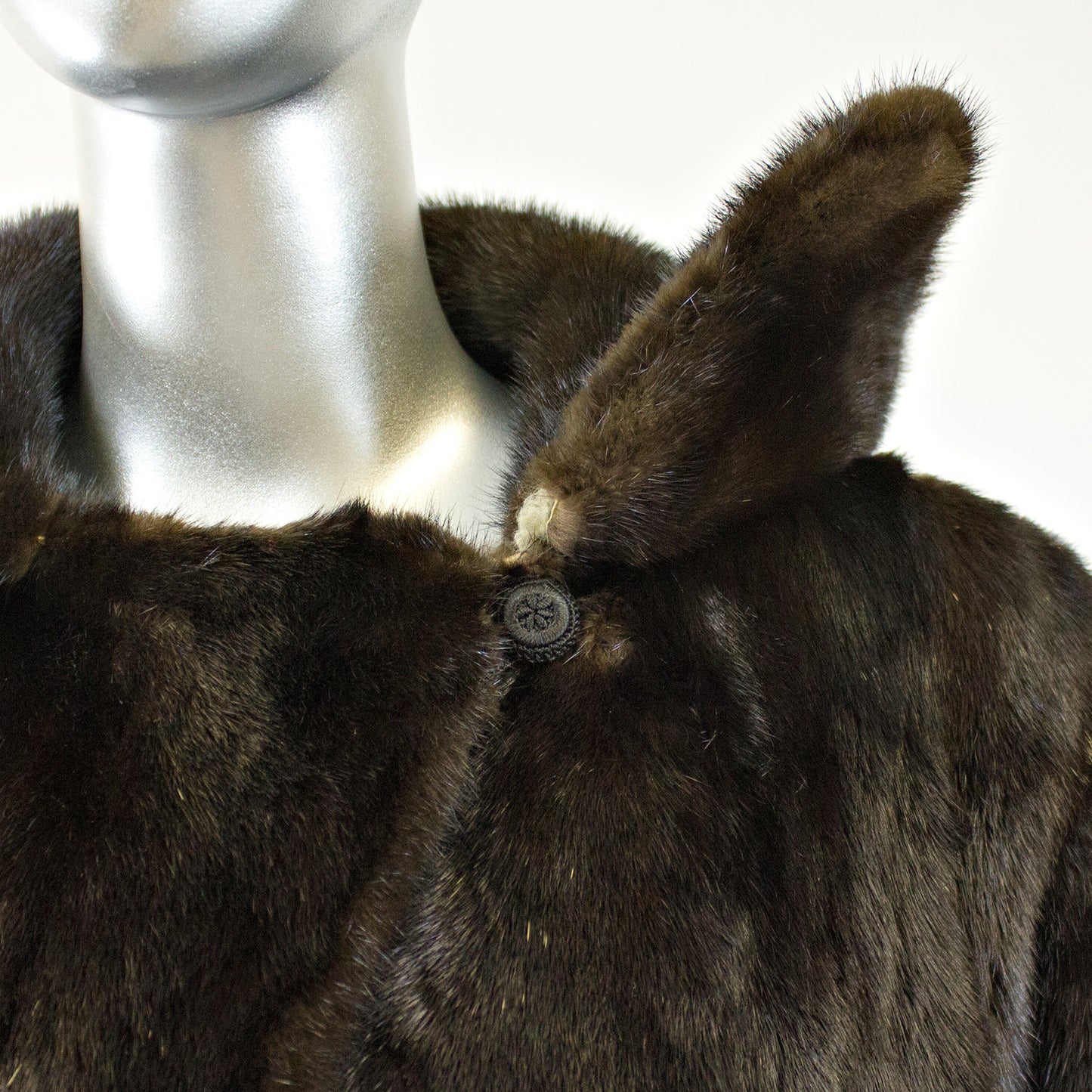 Black Mink Fur Coat - Size S
