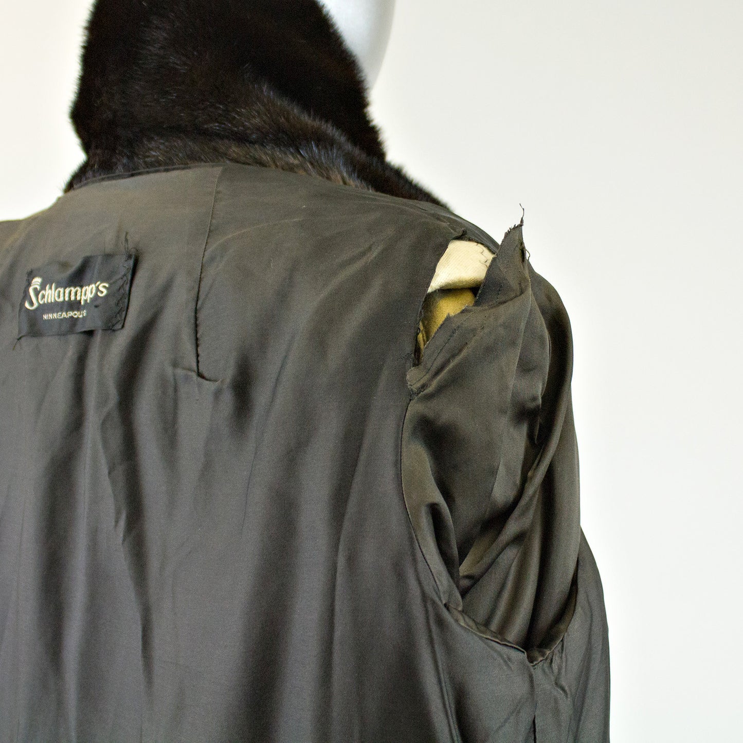 Black Mink Fur Coat - Size S