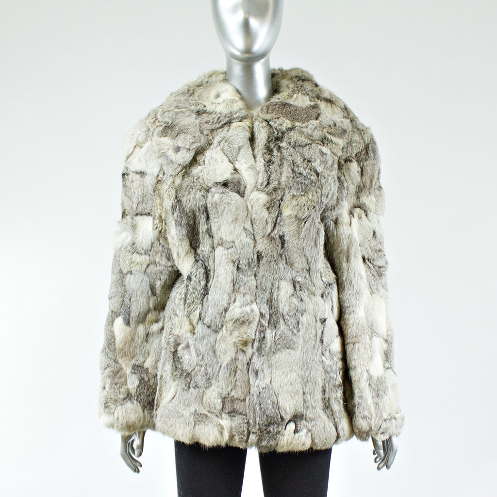 Grey rabbit fur jacket online