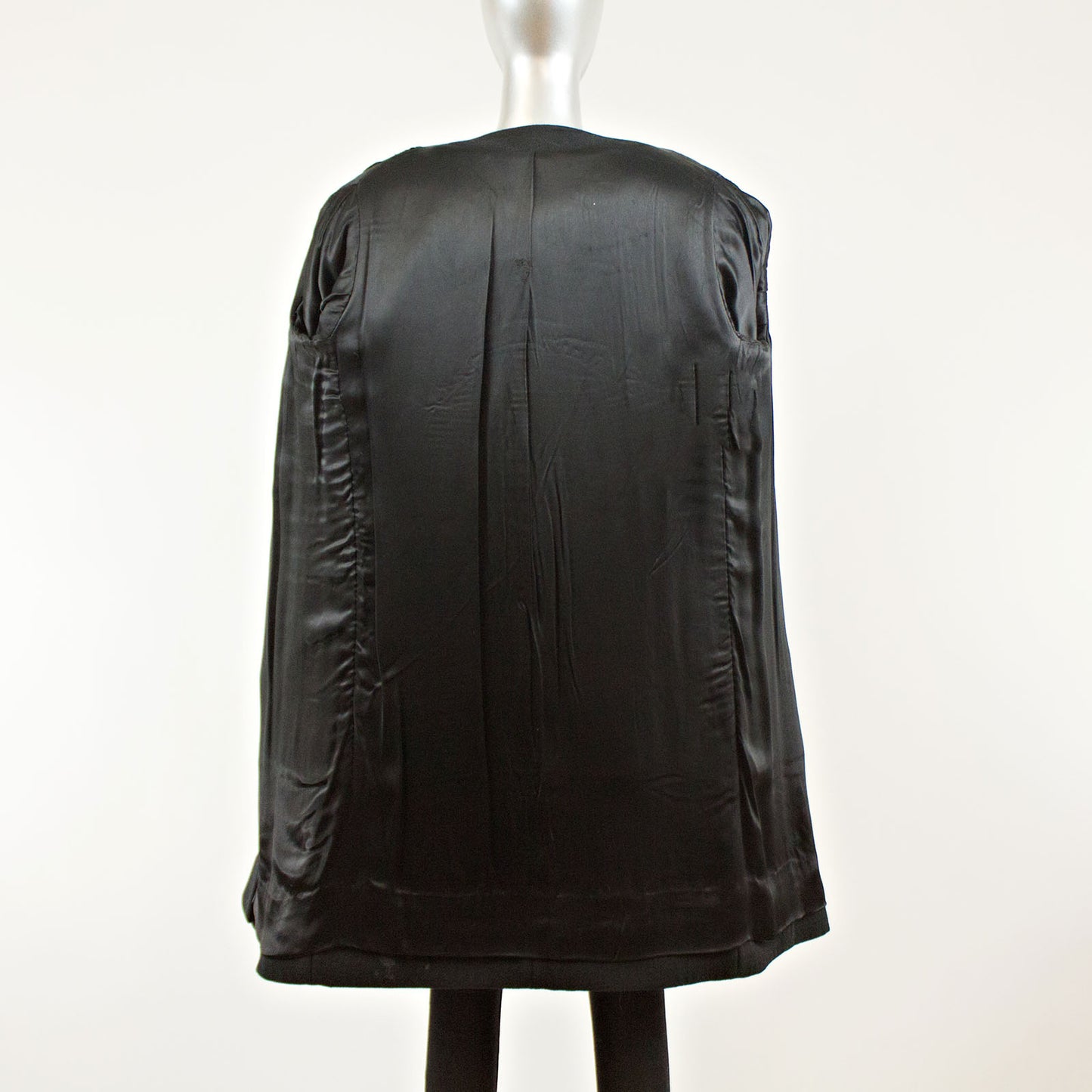 Black Cloth Coat with Mink Collar - Size M