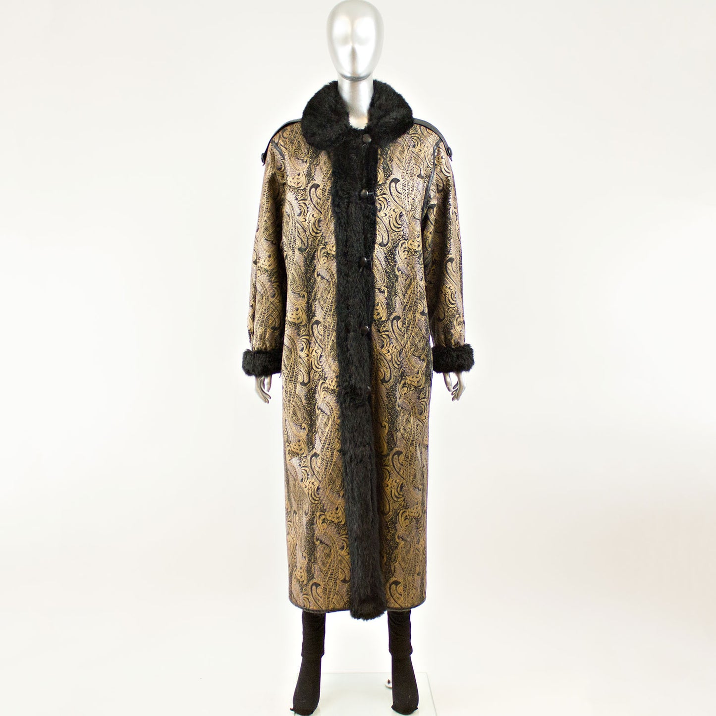 Black Oppossum Reversible Coat - Size M