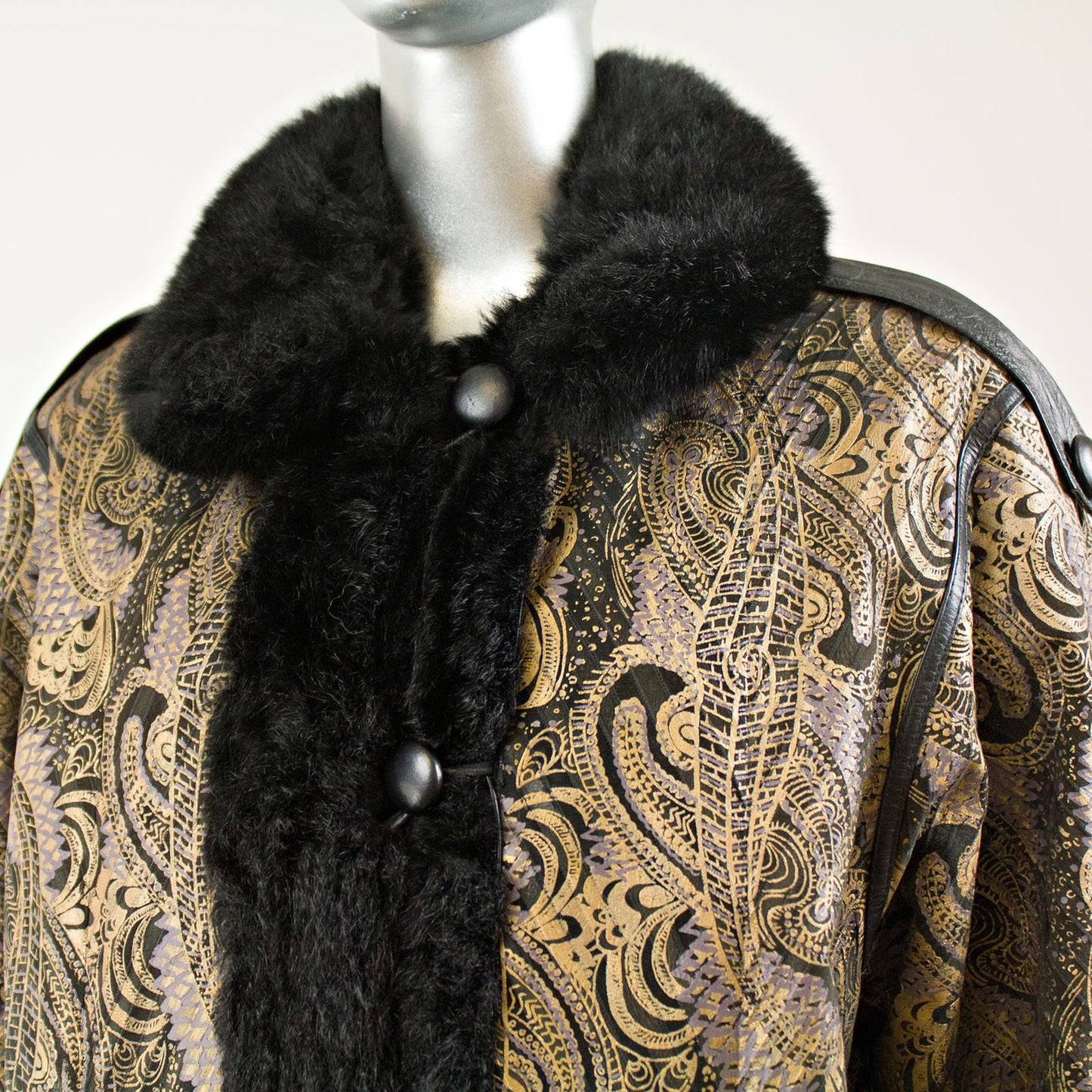 Black Oppossum Reversible Coat - Size M