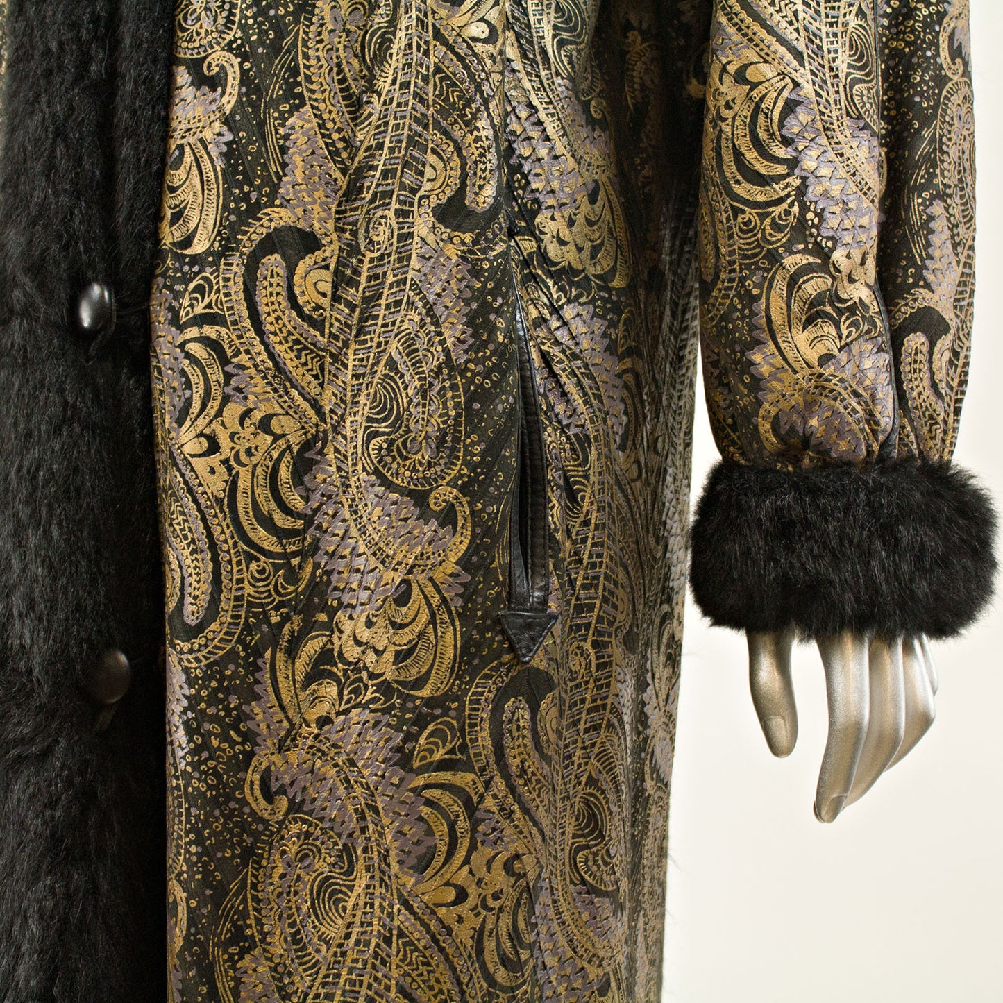 Black Oppossum Reversible Coat - Size M