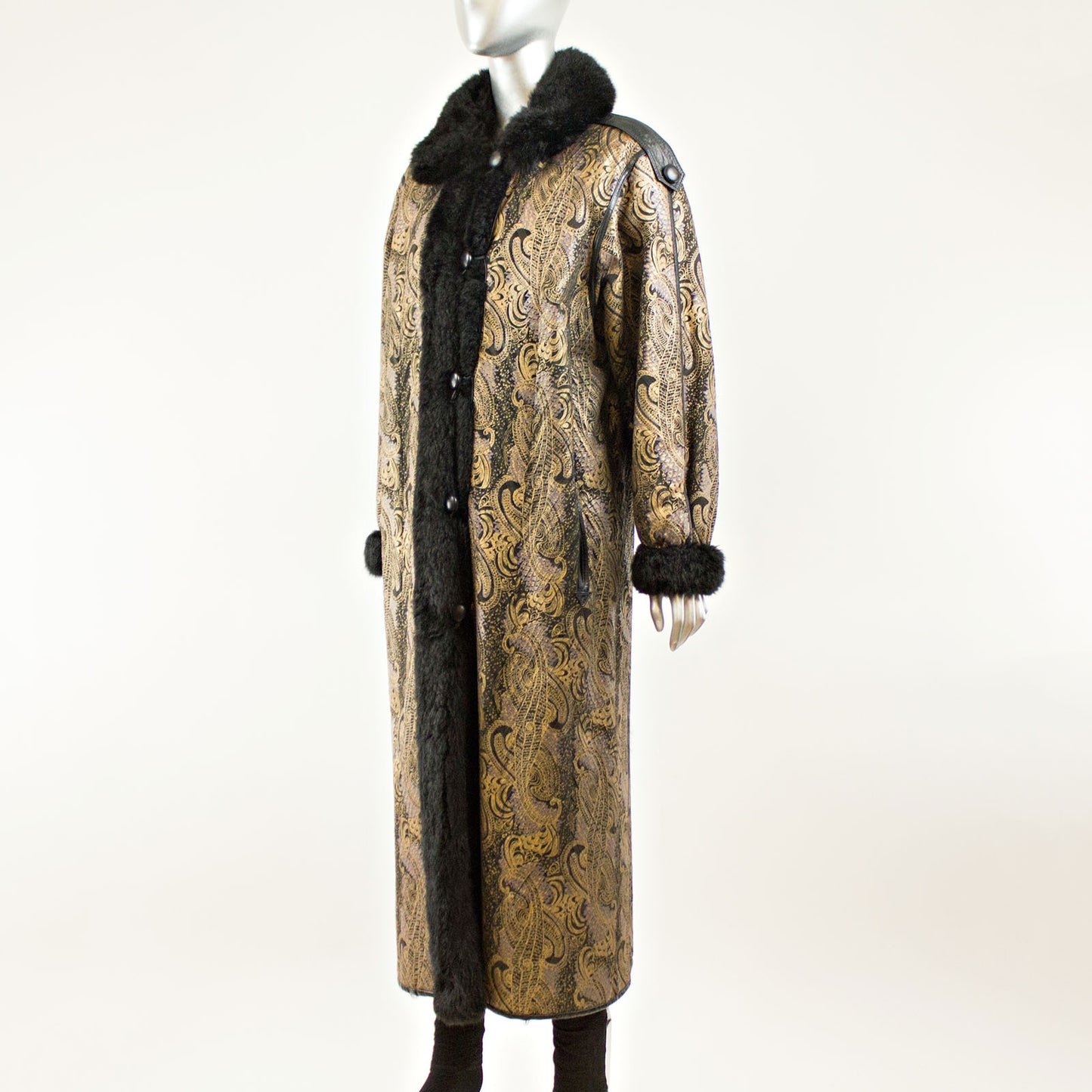 Black Oppossum Reversible Coat - Size M