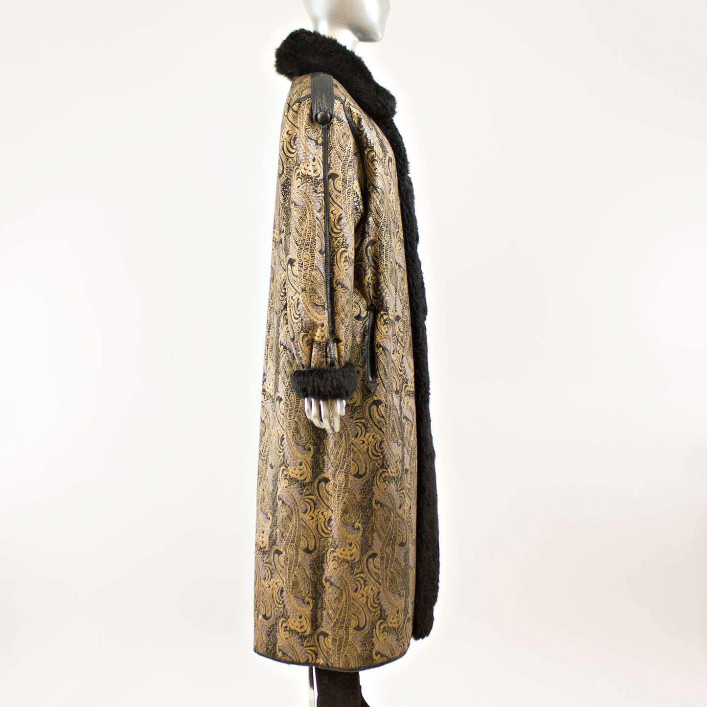 Black Oppossum Reversible Coat - Size M